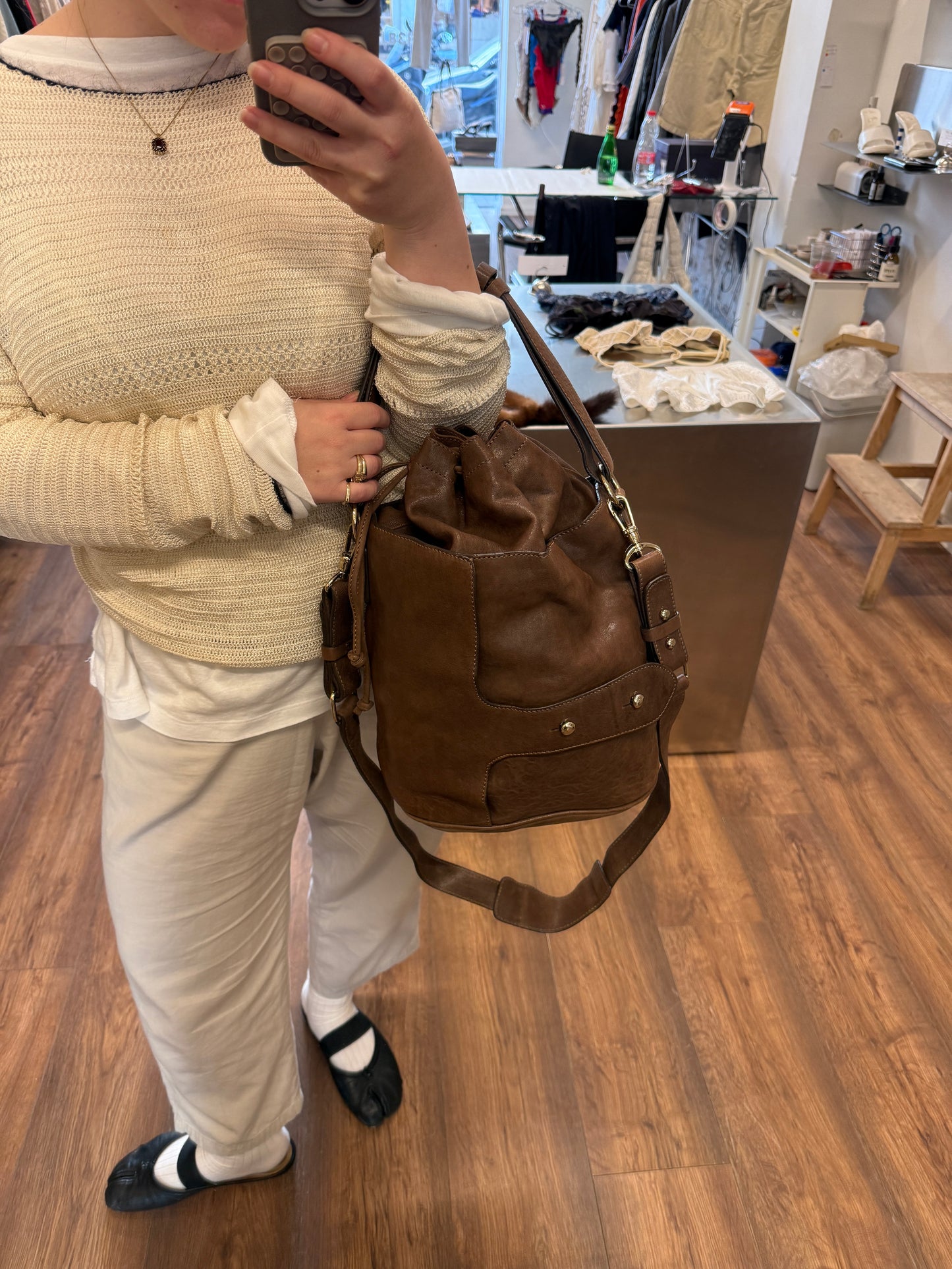 Tila March Leather Bucket Bag