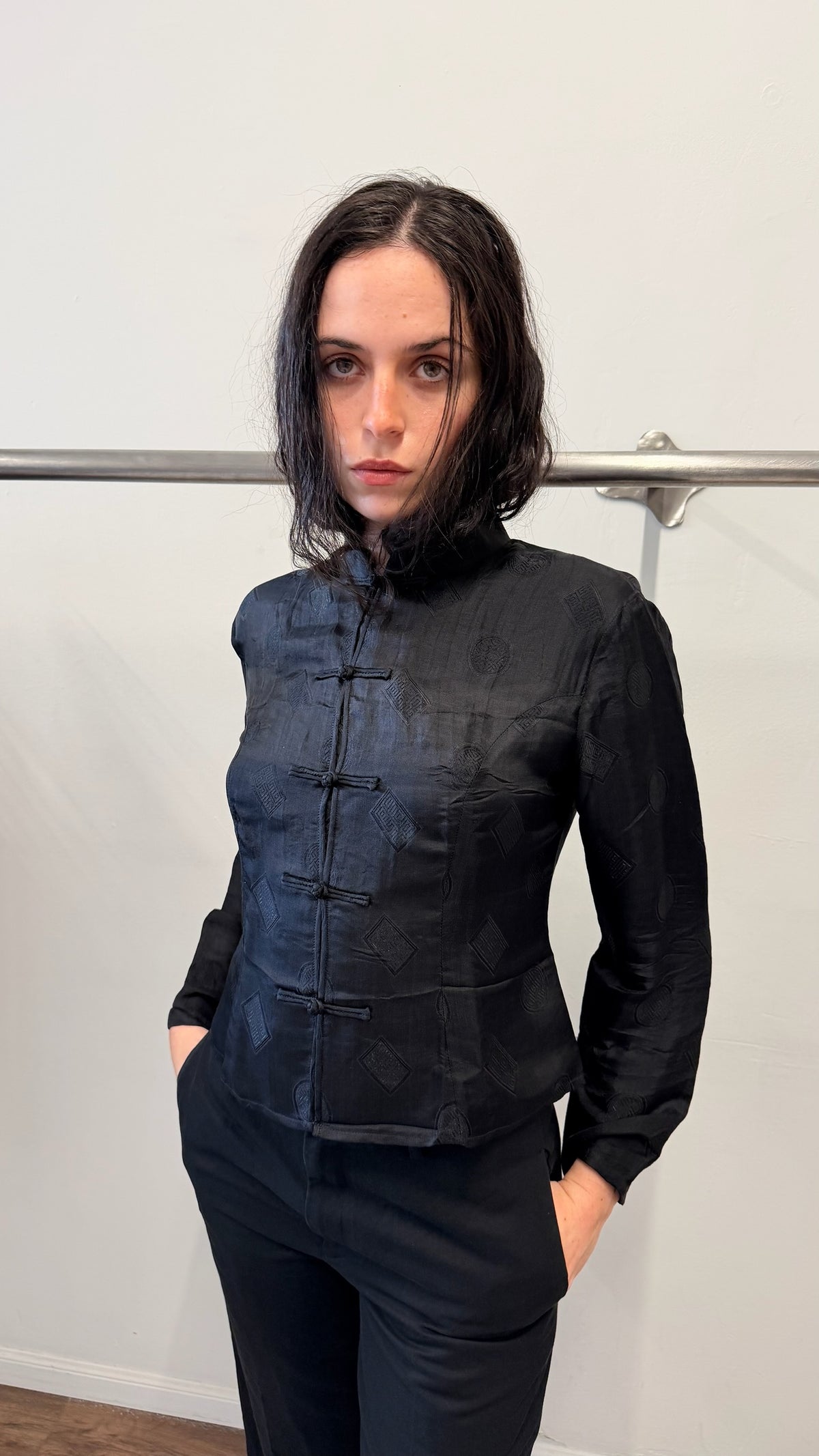 Vintage Black Silk Jacquard Chinese Jacket