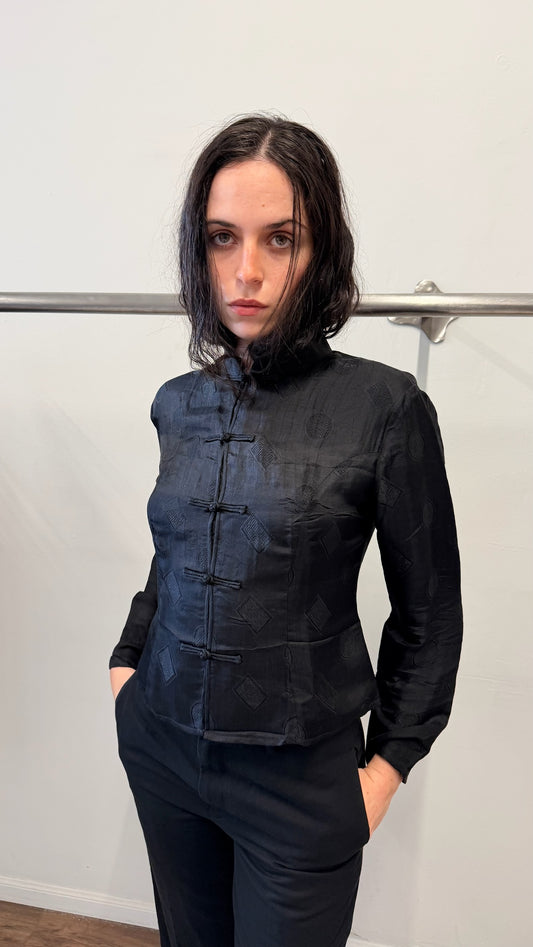 Vintage Black Silk Jacquard Chinese Jacket