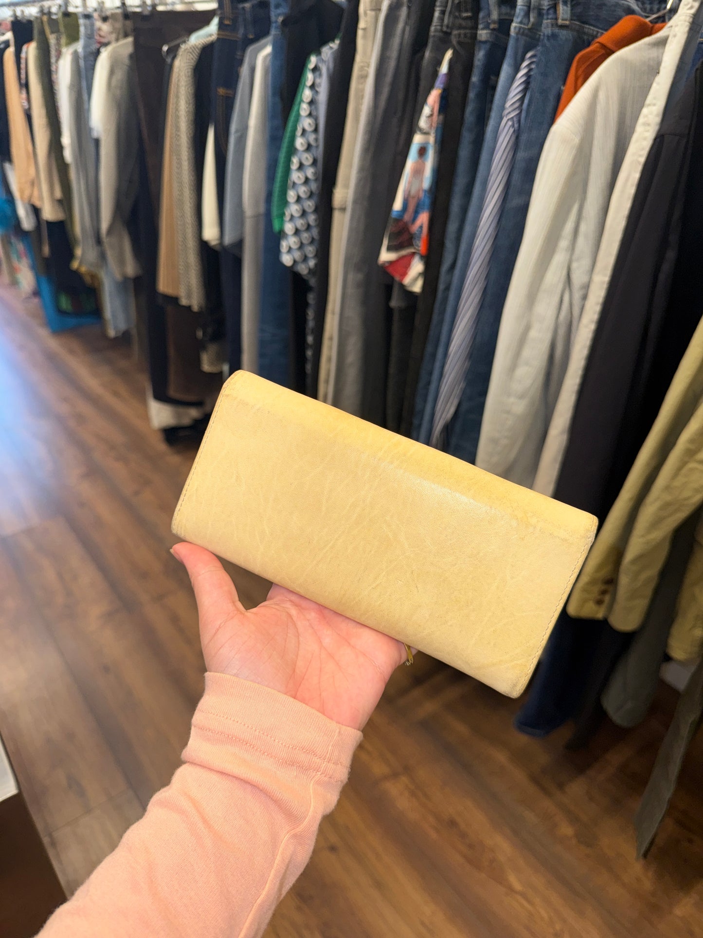 Miu Miu Distressed Leather Wallet c. 2000s