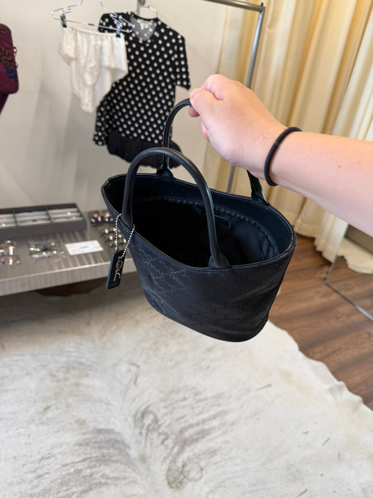 Roberta di Camerino Black Monogram Mini Tote