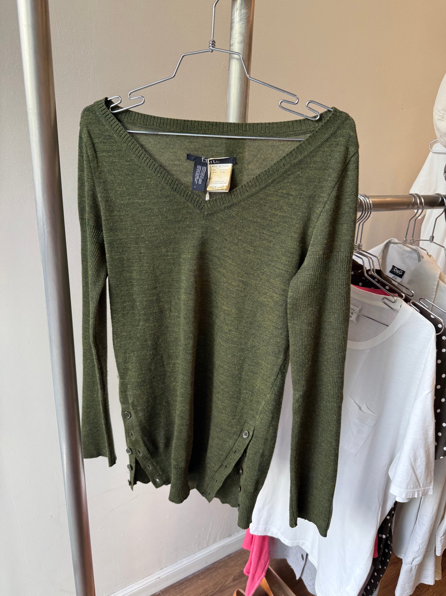 LIMI feu Olive Green Buttoned Knit