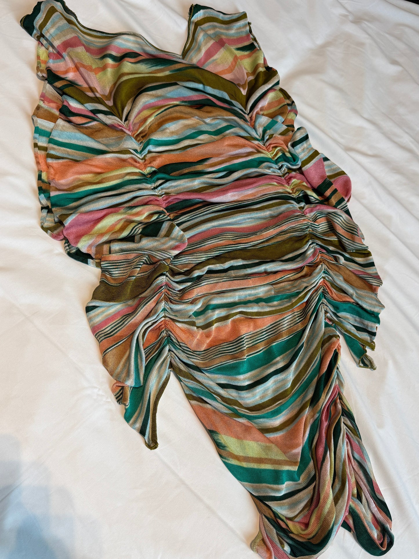 Early 2000s Missoni Ruched Striped Knit Dress