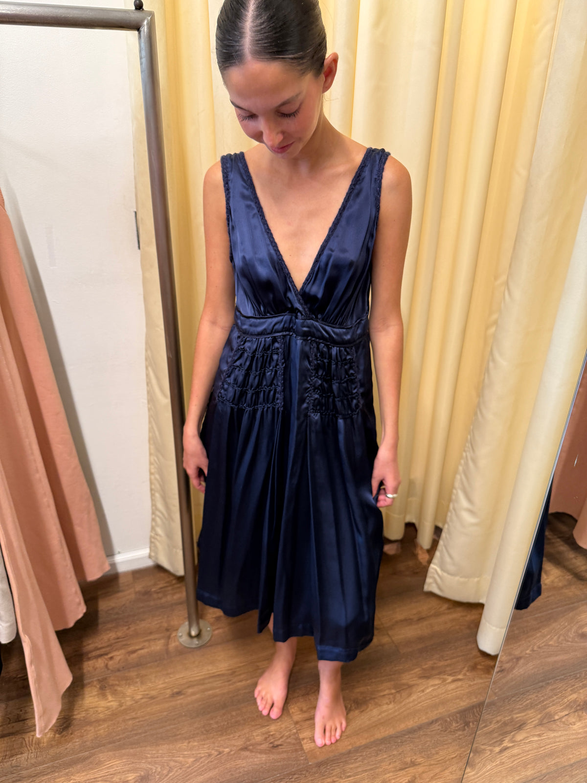 Sportmax Code Max Mara 100% Silk Navy Dress