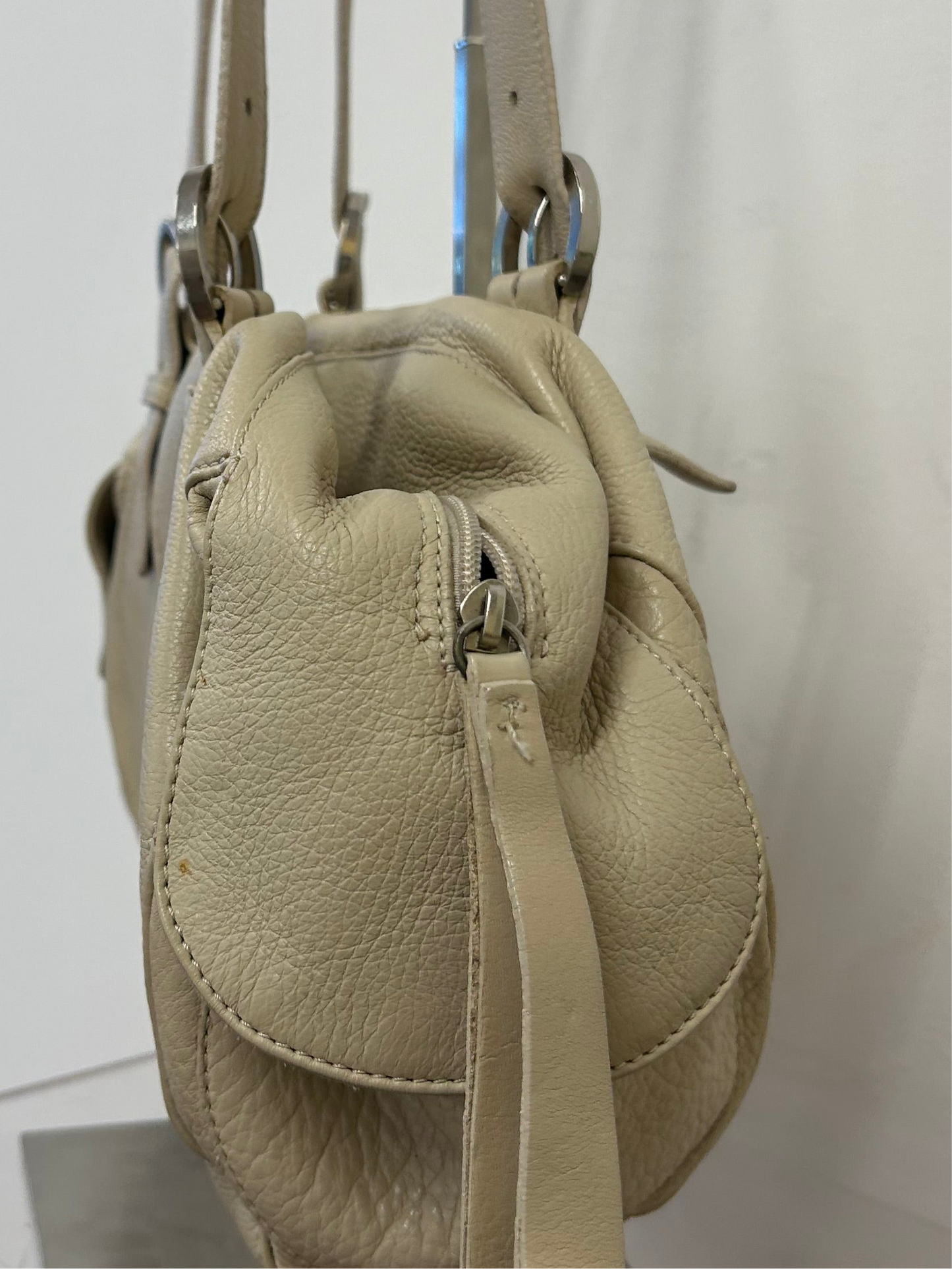 Coccinelle ivory leather baguette bag