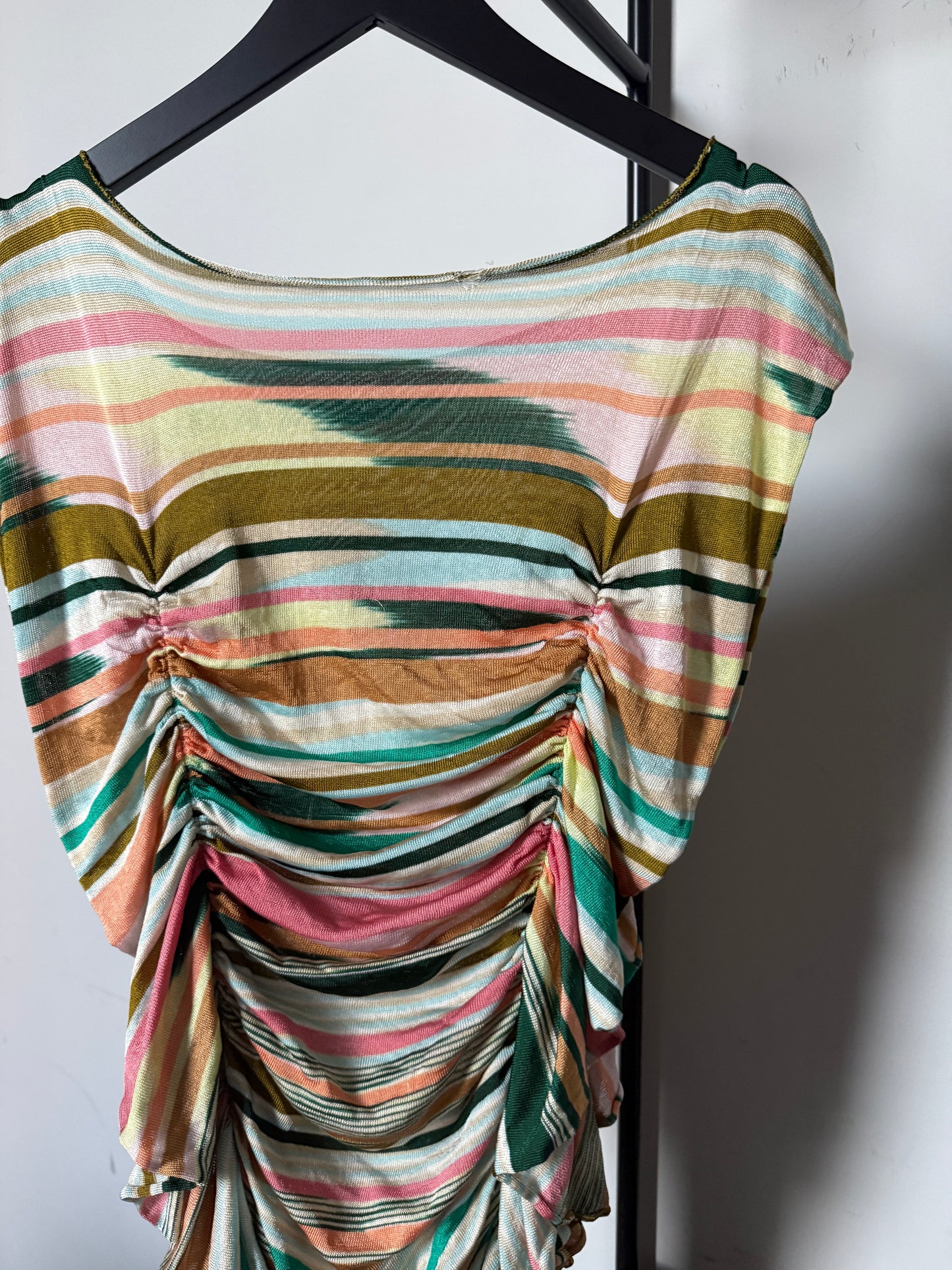 Early 2000s Missoni Ruched Striped Knit Dress