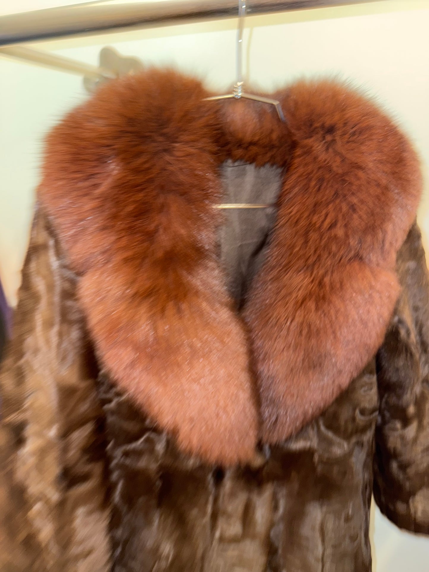 Vintage Fur Coat Red Fox Collar