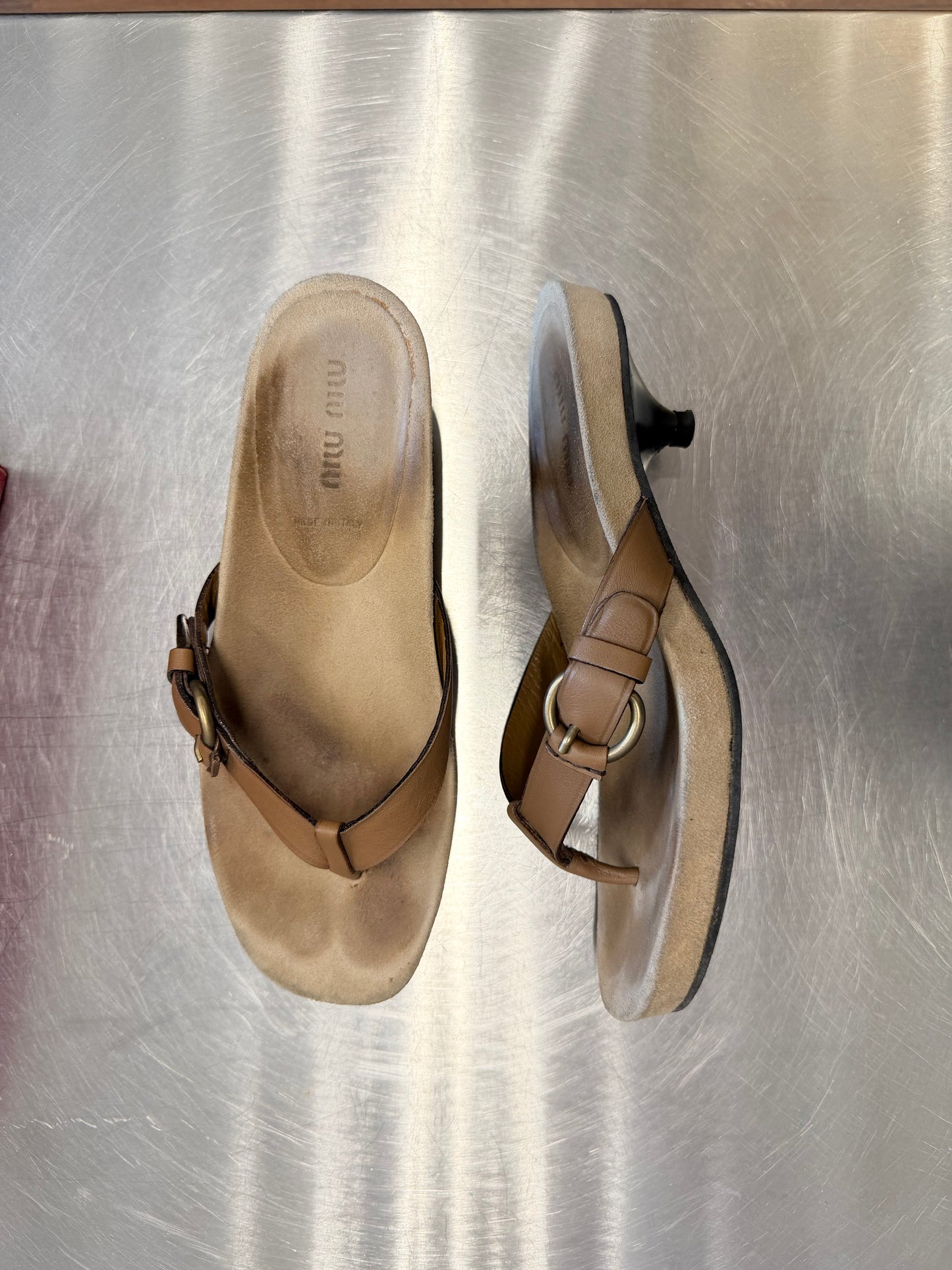 Miu Miu c.2002 leather kitten heel sandals