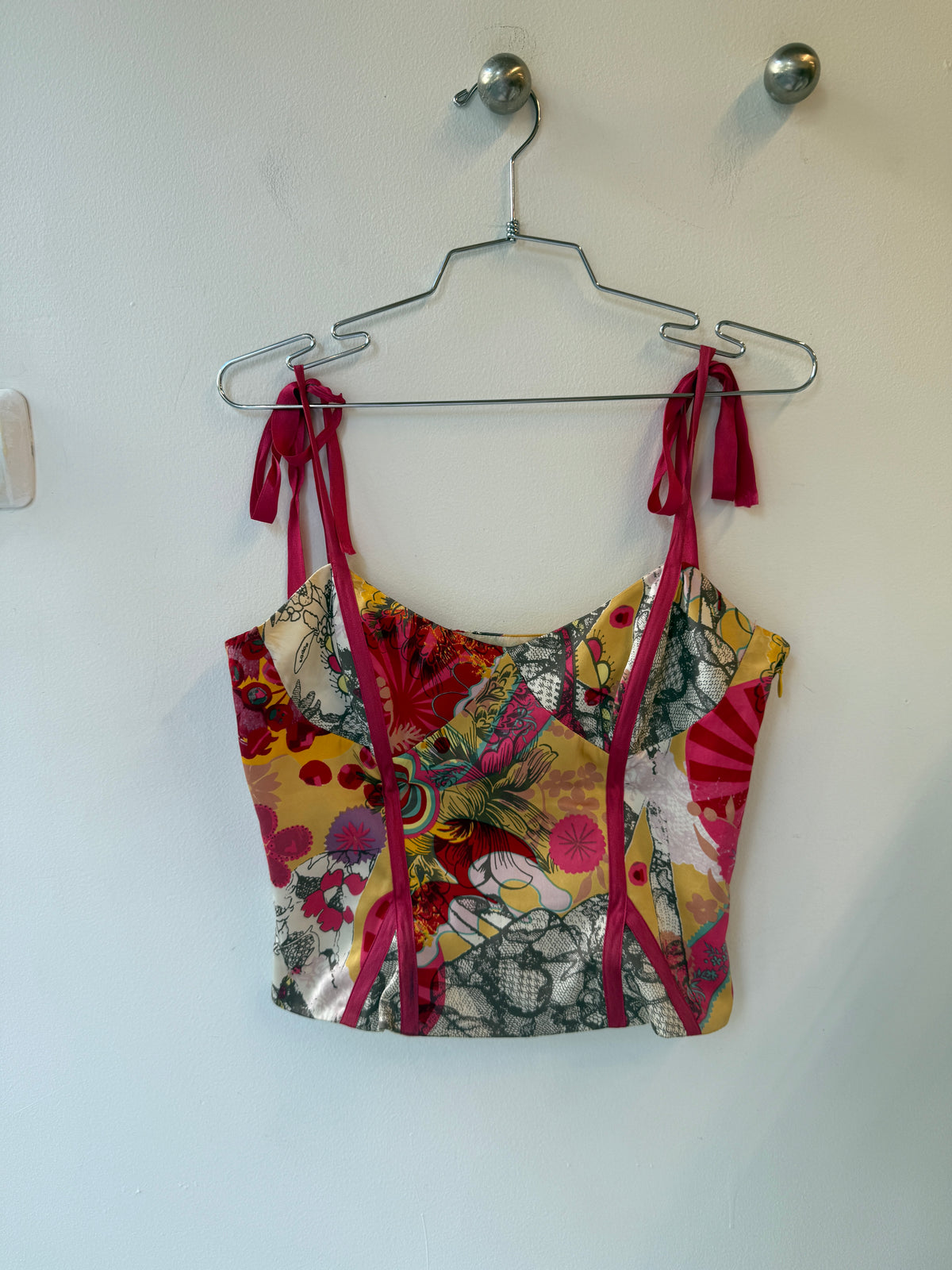 Christian Lacroix Bazar Silk Printed Corset Top – Late 1990s