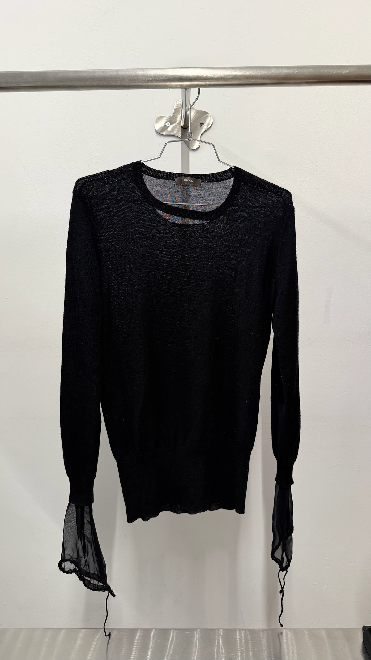 Vera Wang Merino Knit Top with Silk Cuffs