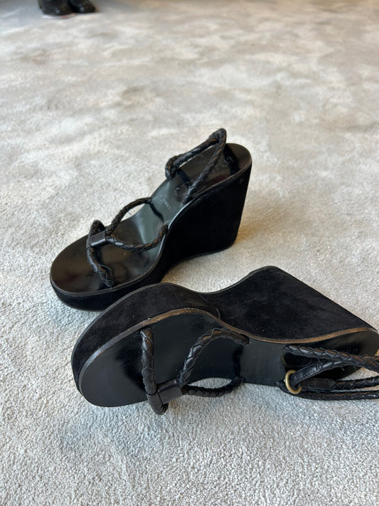 MIU MIU leather & suede platform heels