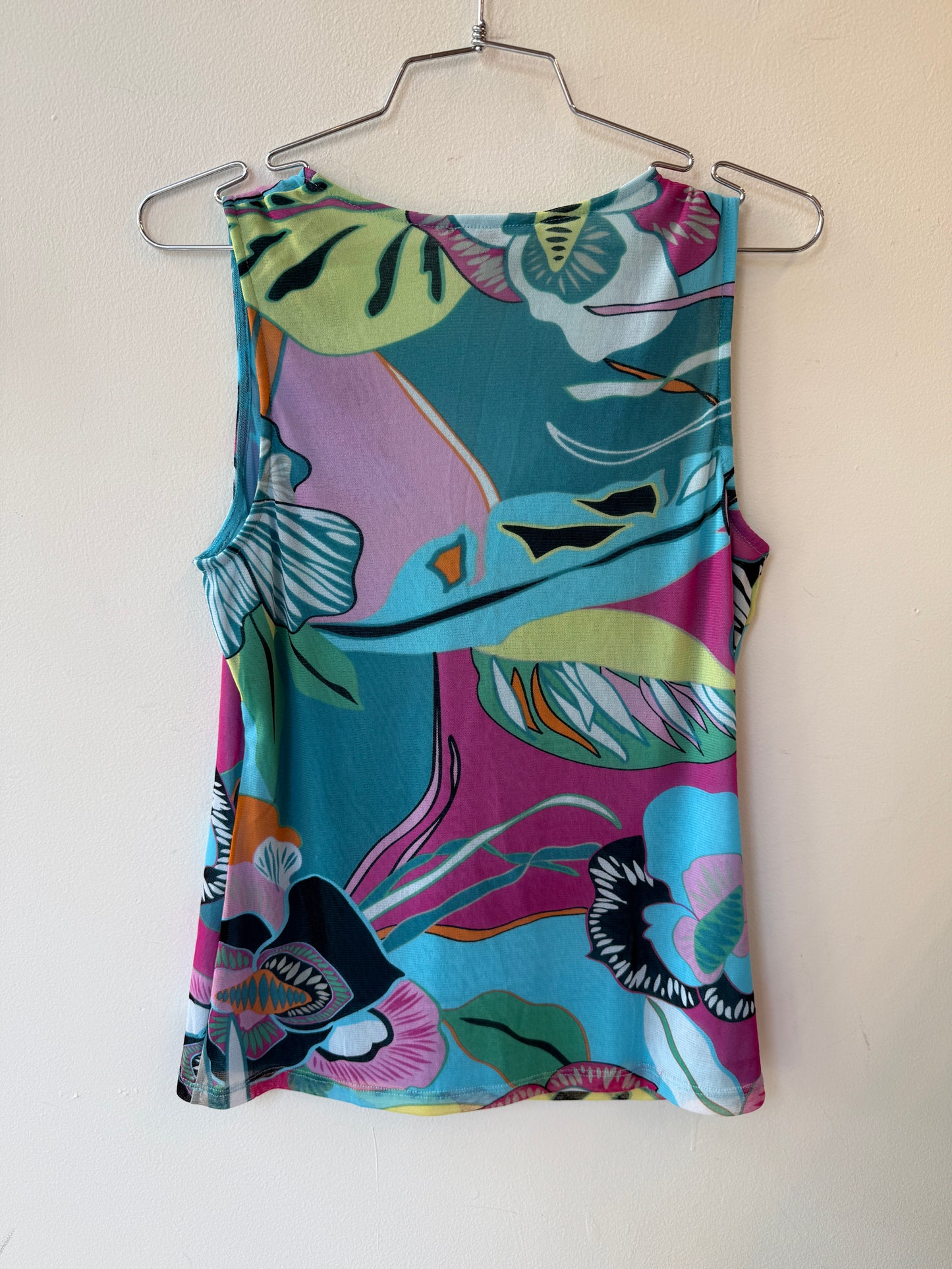 Comma Sheer Mesh Floral Ruffle Top