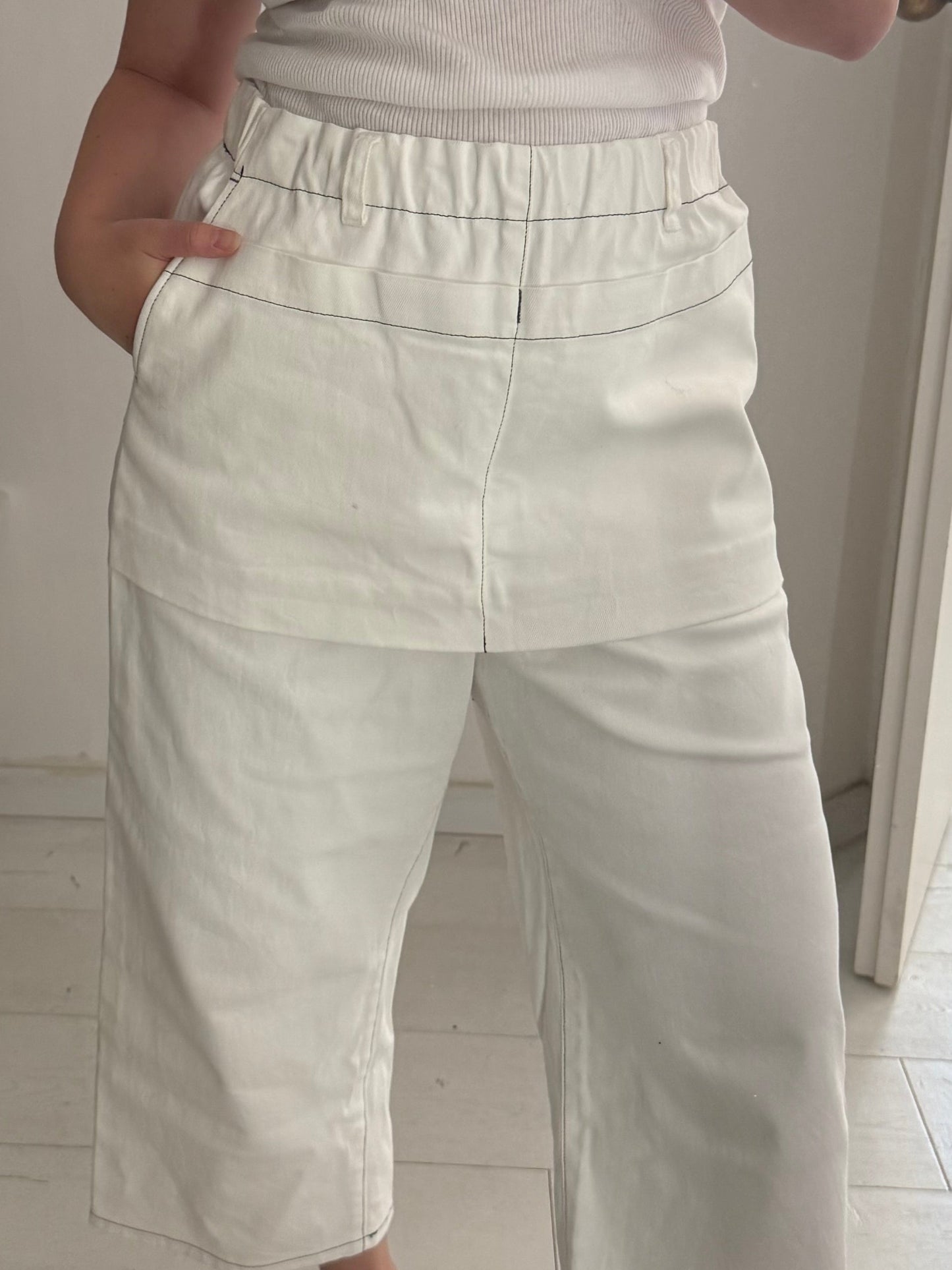 Plantation by Issey Miyake white layered pants