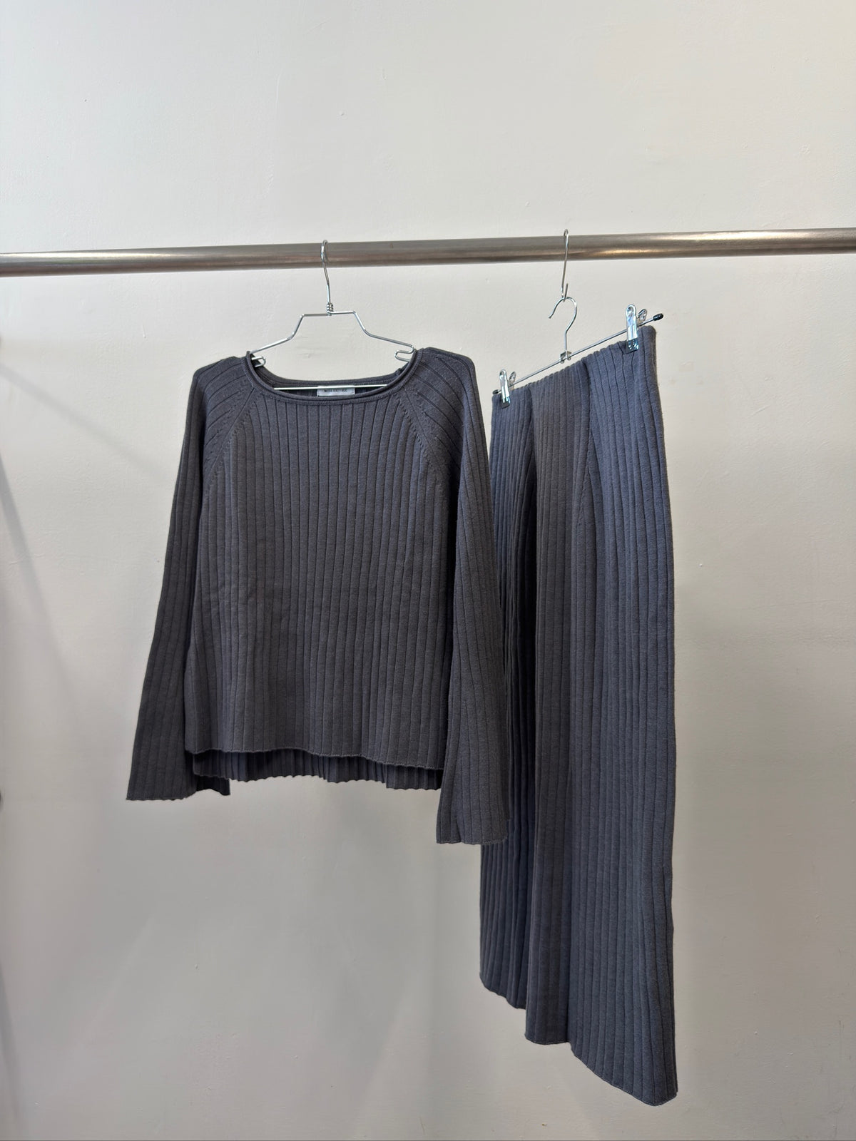 Natural Beauty Basic Rib Knit Top and Skirt Set