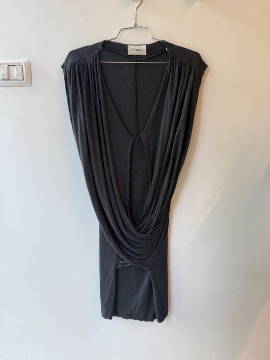 GANNI Black Draped Mini Dress
