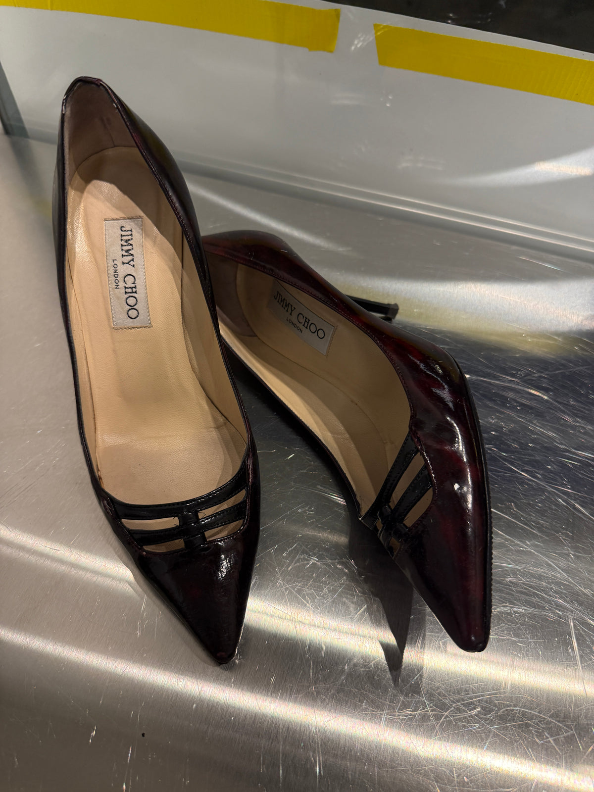 Jimmy Choo Patent Leather Strappy Pointed Pumps 37 EU