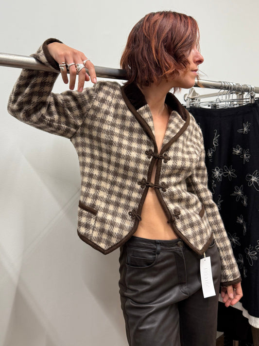 Vintage Alpine Jacket 1970s Wool Blend Check