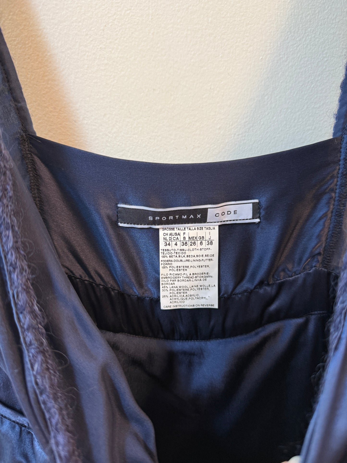 Sportmax Code Max Mara 100% Silk Navy Dress