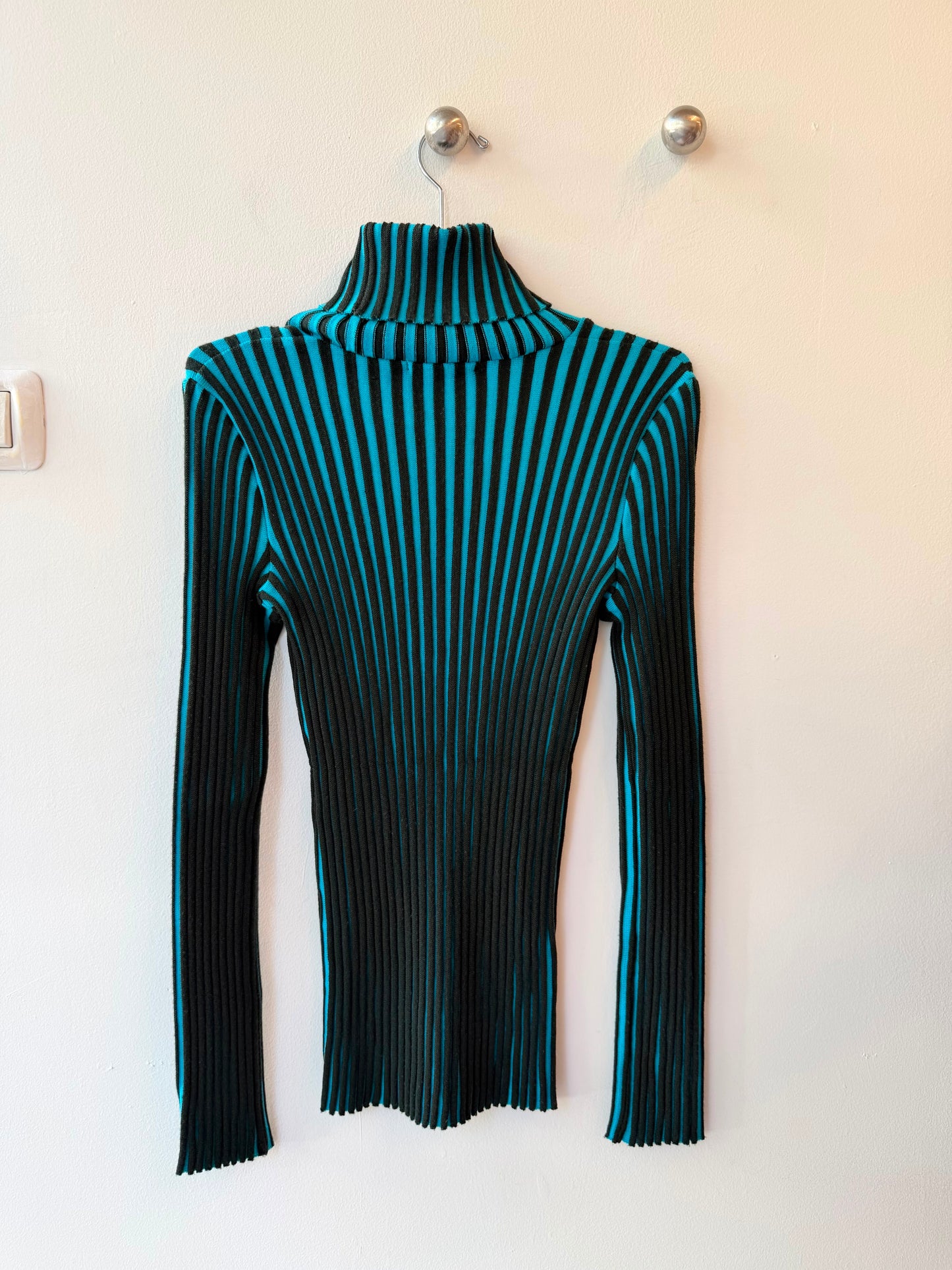 Issey Miyake Striped Ribbed Wool Turtleneck, AW2003