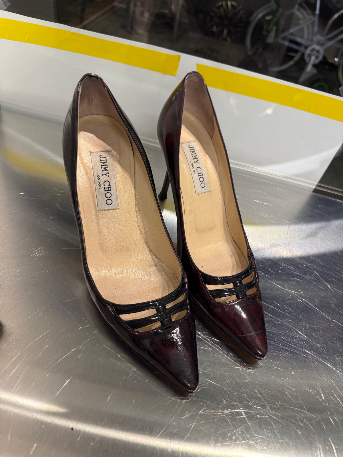 Jimmy Choo Patent Leather Strappy Pointed Pumps 37 EU