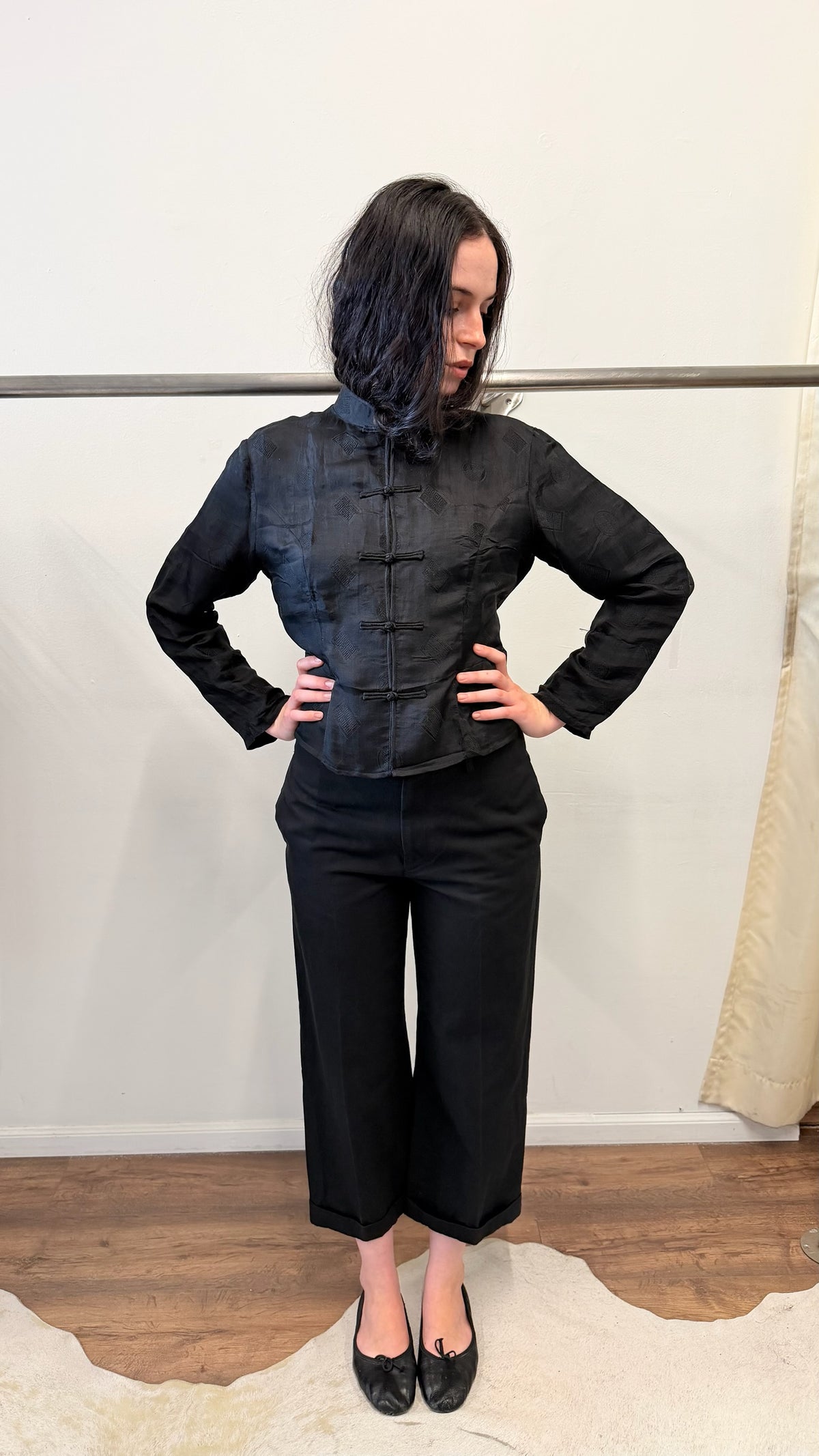 Vintage Black Silk Jacquard Chinese Jacket
