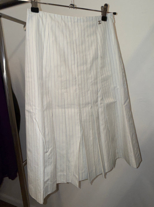 Chanel Pinstripe Flare Skirt 2001