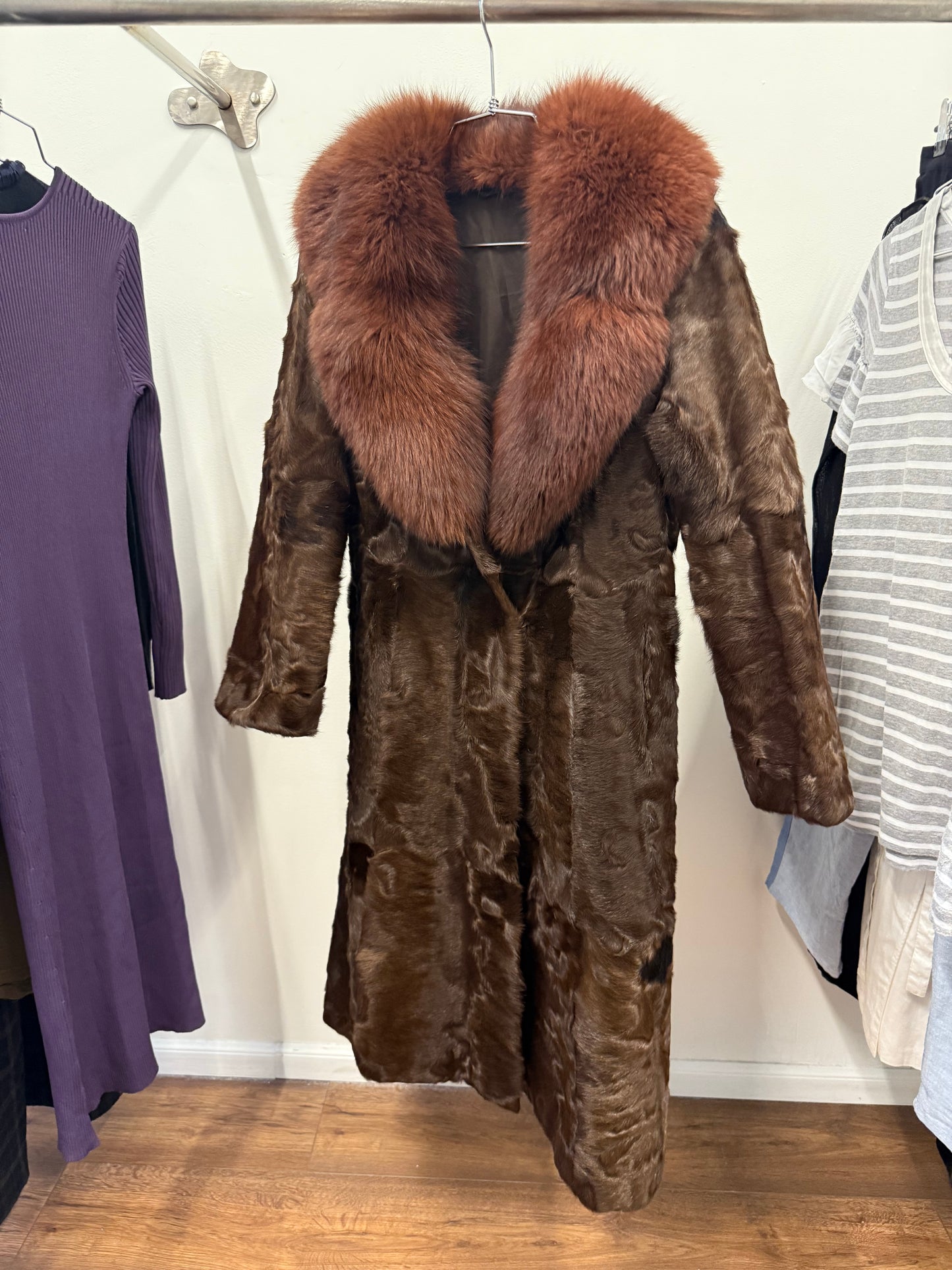 Vintage Fur Coat Red Fox Collar