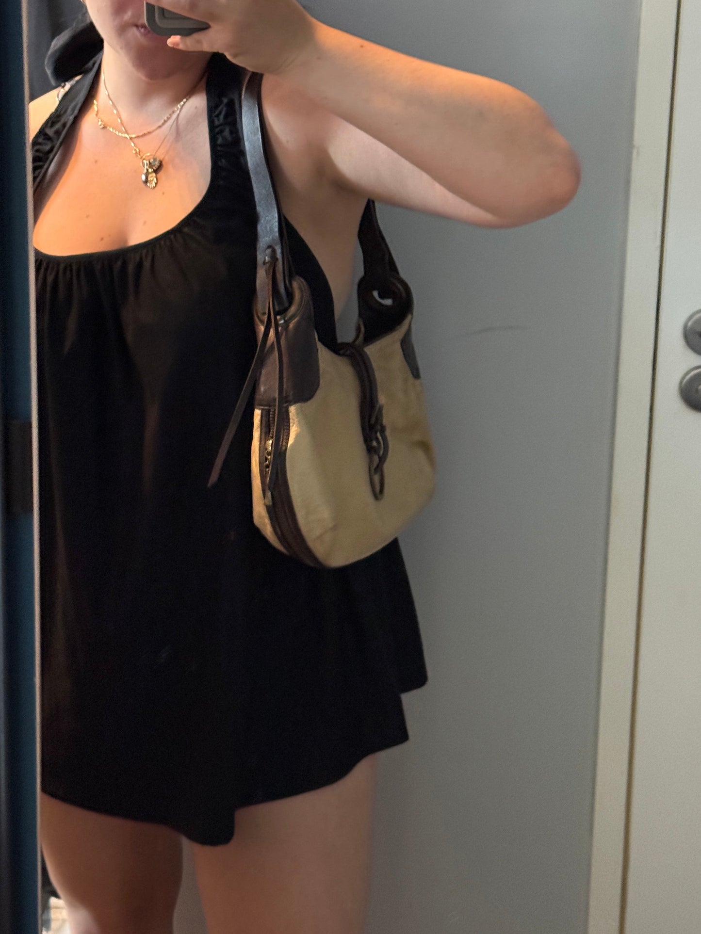 Vintage Gianni Chiarini Metallic Leather Expandable Shoulder Bag