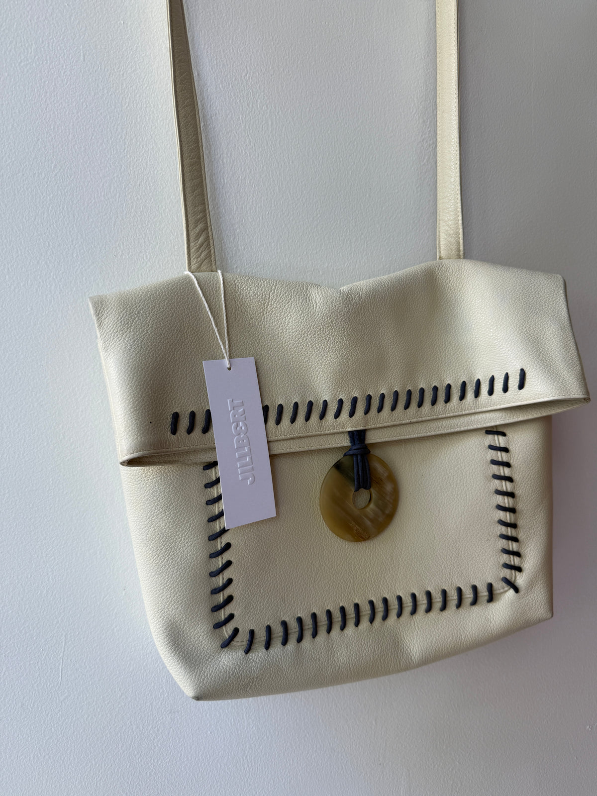 Vintage Yves Saint Laurent Whipstitch Leather Shoulder Bag c. 1990s