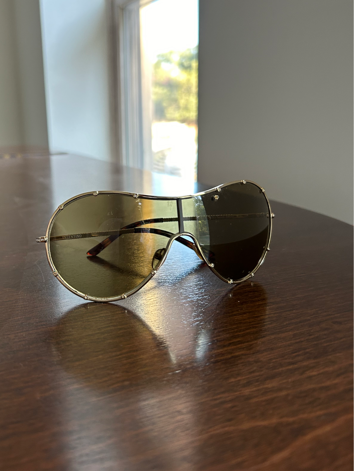 VALENTINO gold shield sunglasses