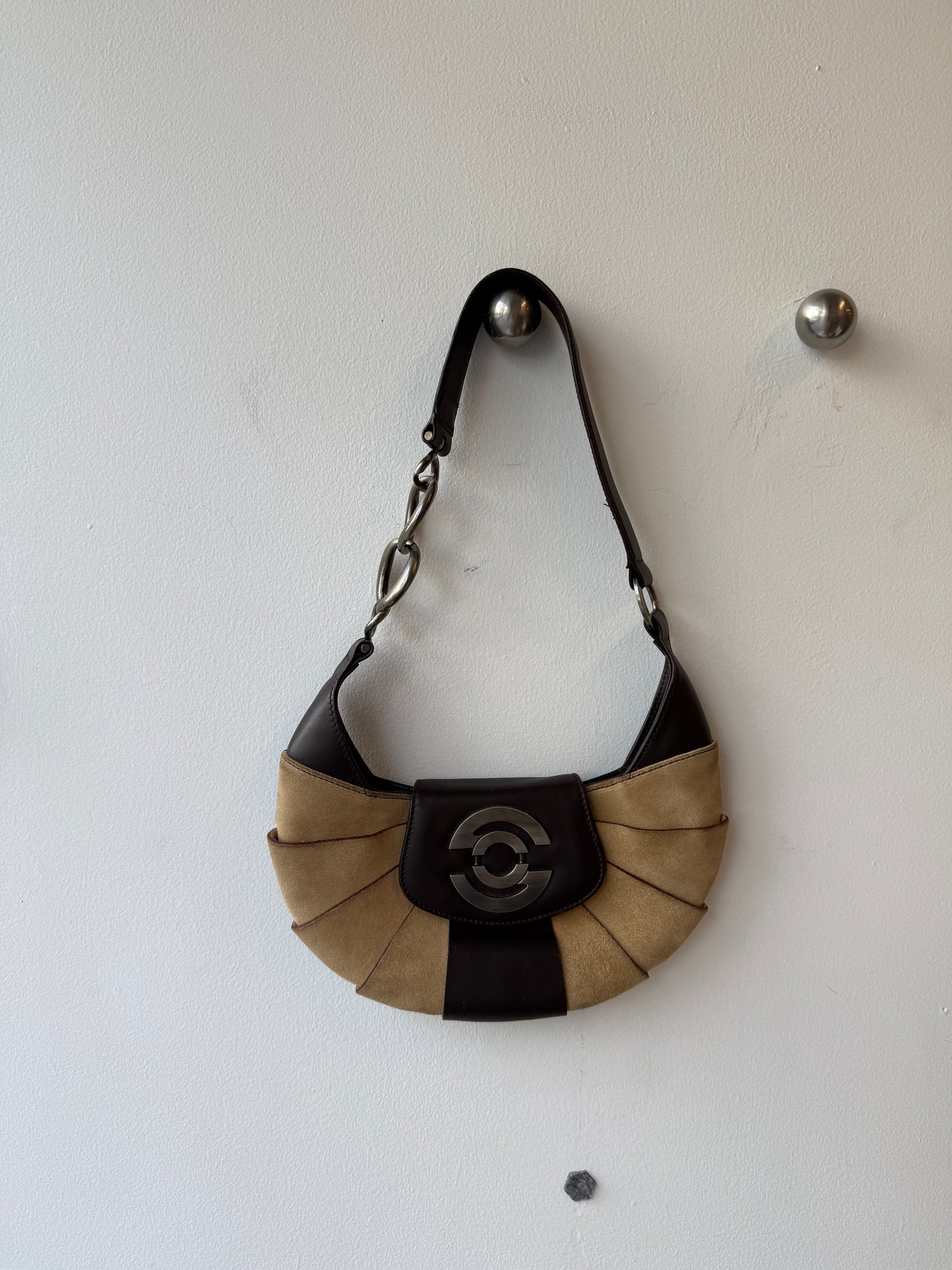 Giorgio Sculptural Suede & Leather Shoulder Bag