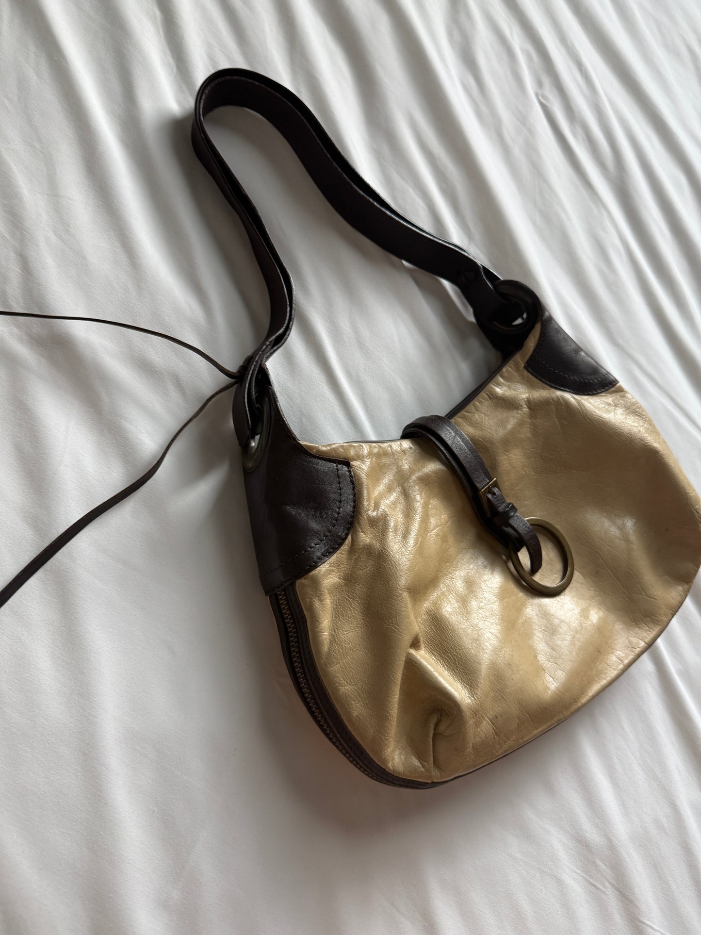 Vintage Gianni Chiarini Metallic Leather Expandable Shoulder Bag