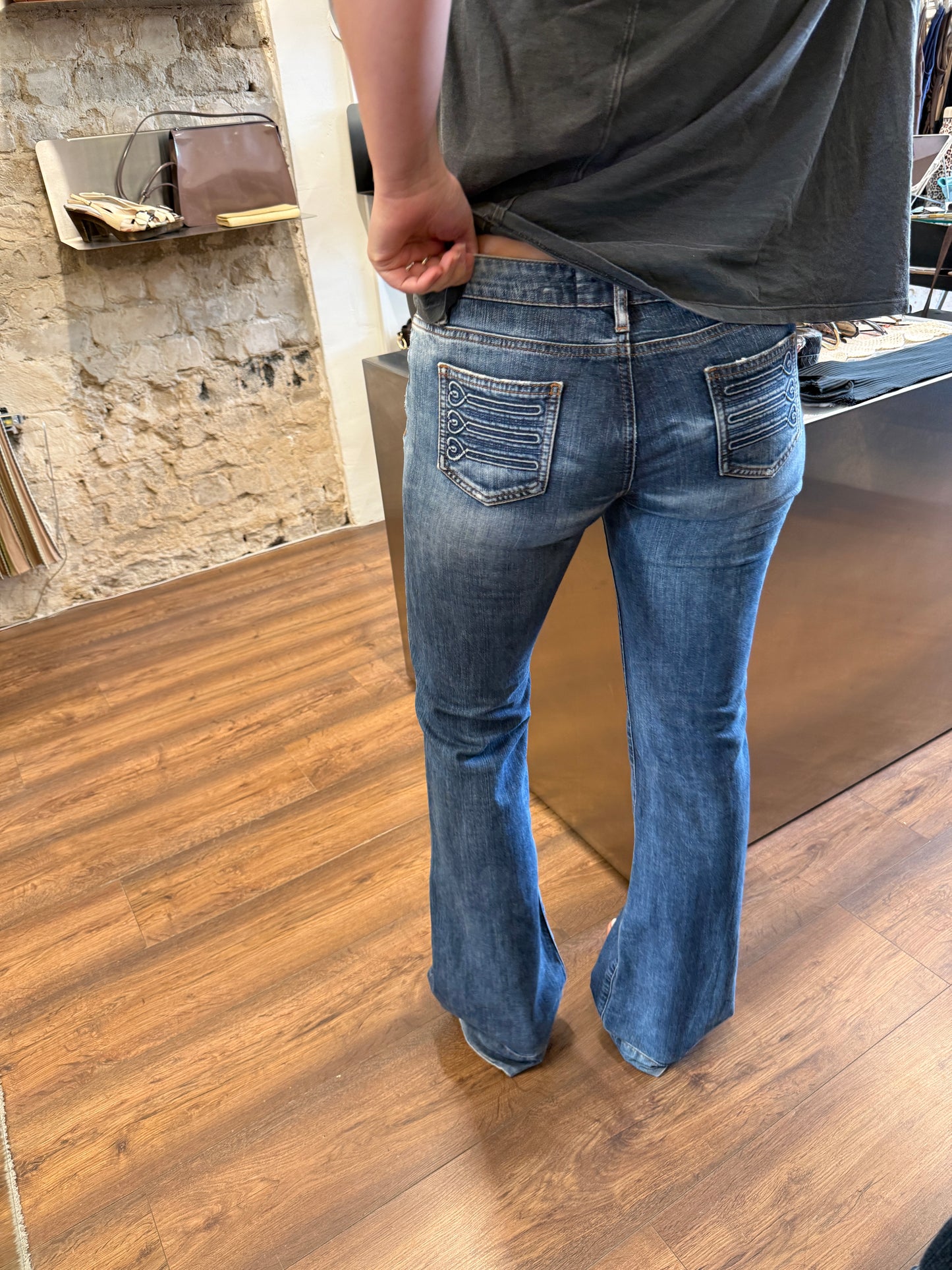 Love Moschino Washed Denim Flare Jeans