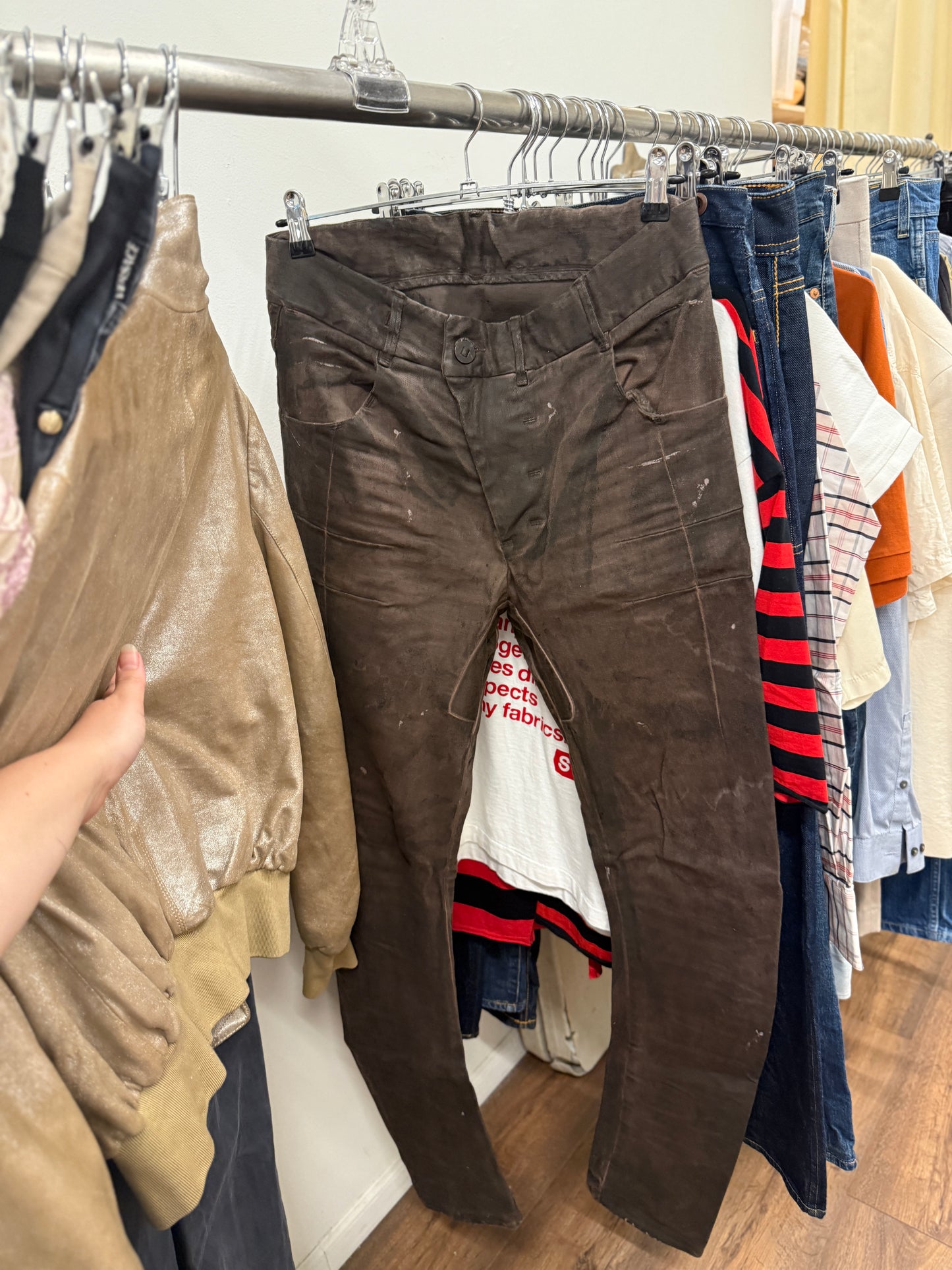 Boris Bidjan Saberi Hand Treated Oil Brown Body Molded Pants