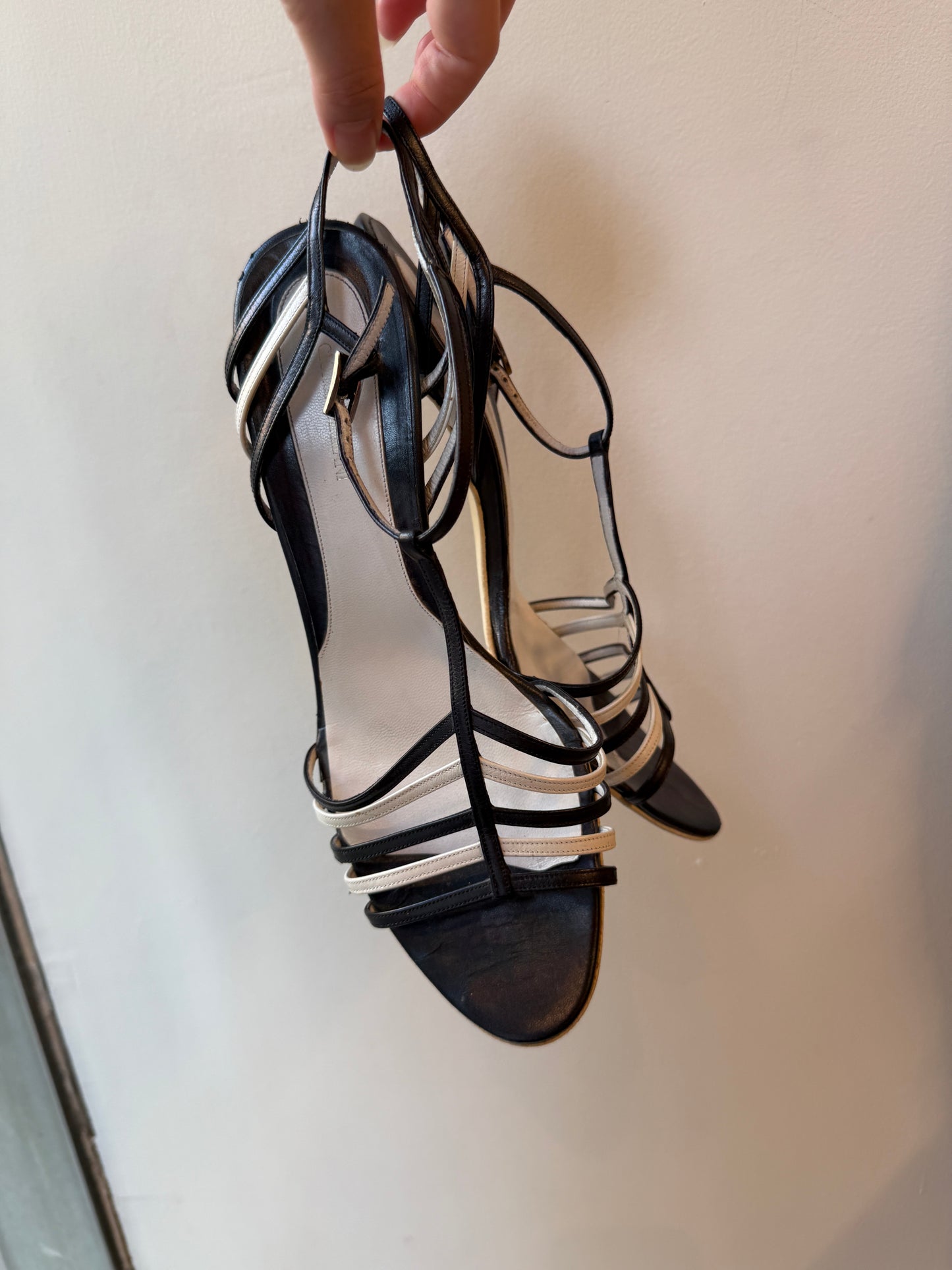 Giorgio Armani Leather T-Strap Sandals
