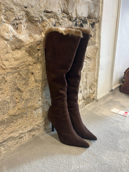 DIANA suede & fur heel boots