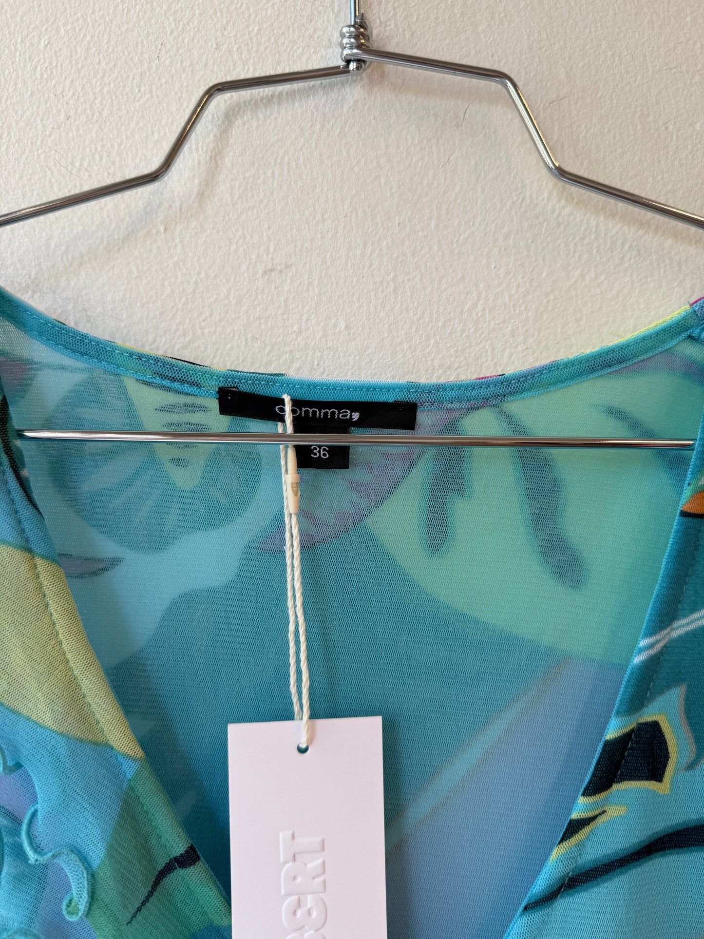 Comma Sheer Mesh Floral Ruffle Top