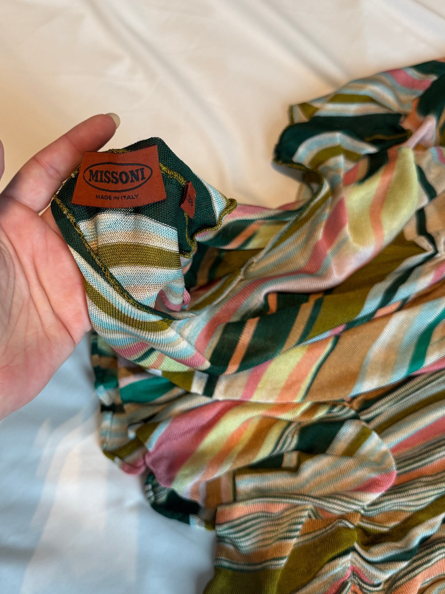 Early 2000s Missoni Ruched Striped Knit Dress