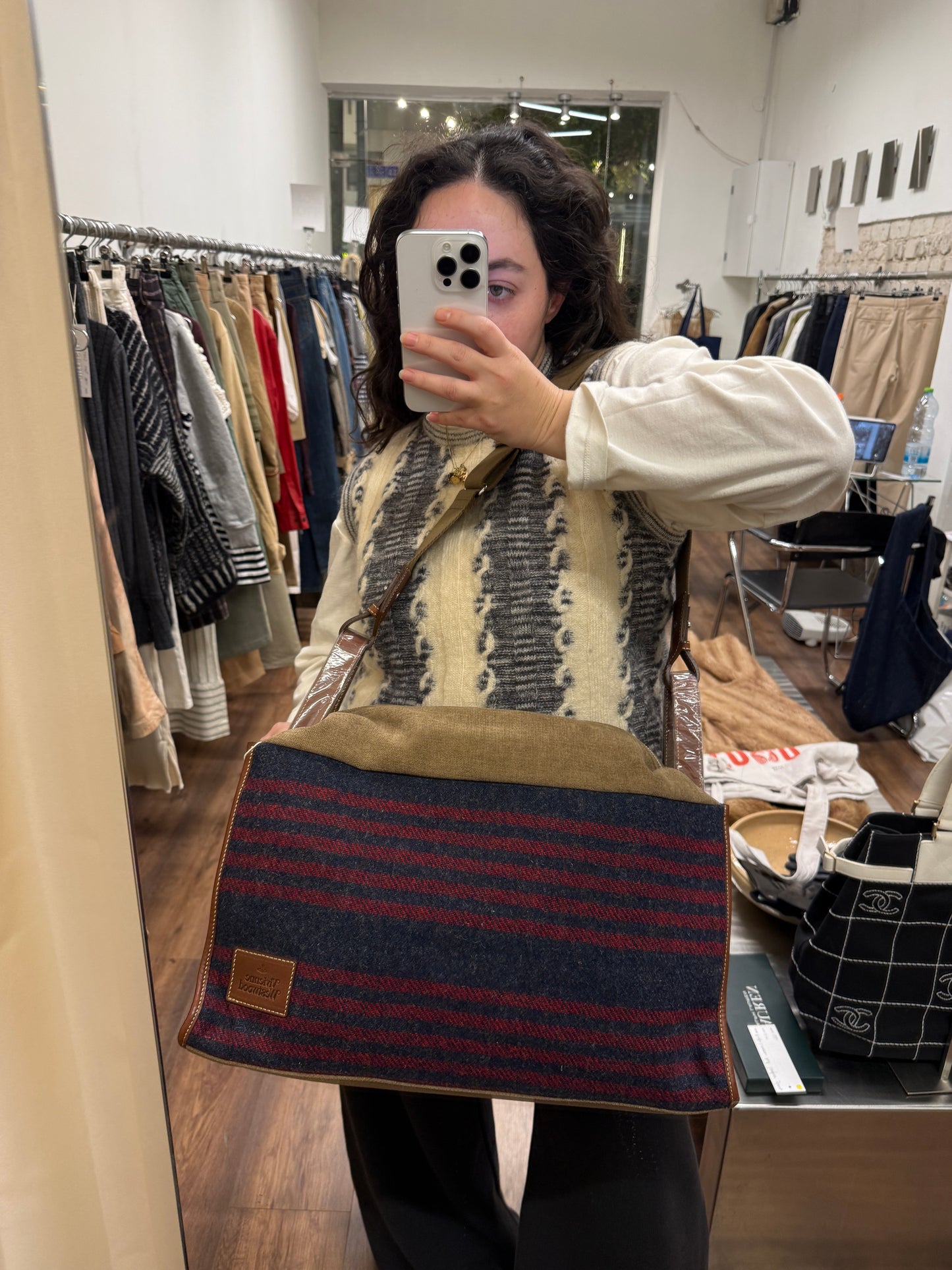 Vivienne Westwood Accessories × Harris Tweed Large Shoulder Bag