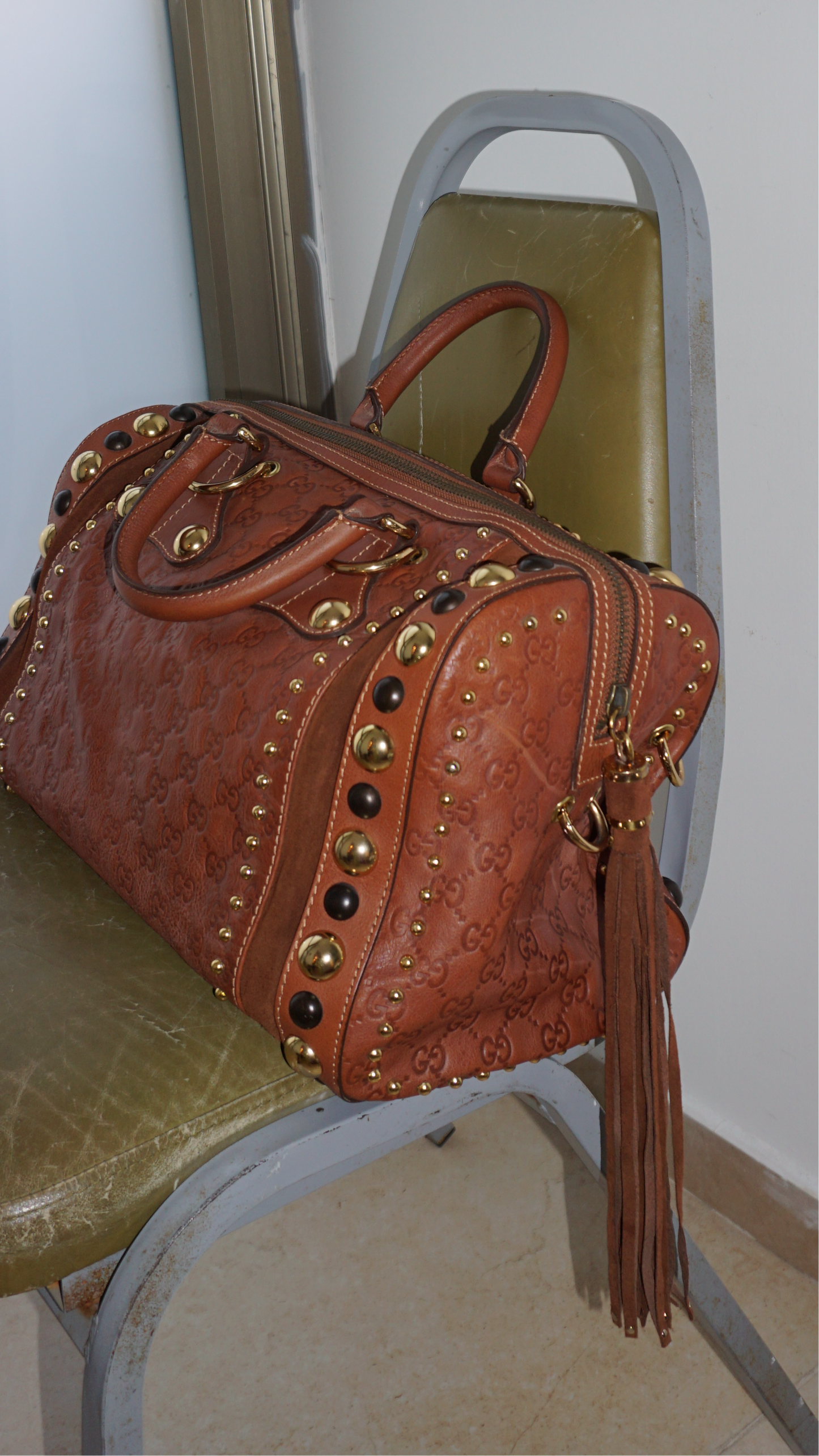 GUCCI large brown GG leather ‘baboushka’ collection Boston bag