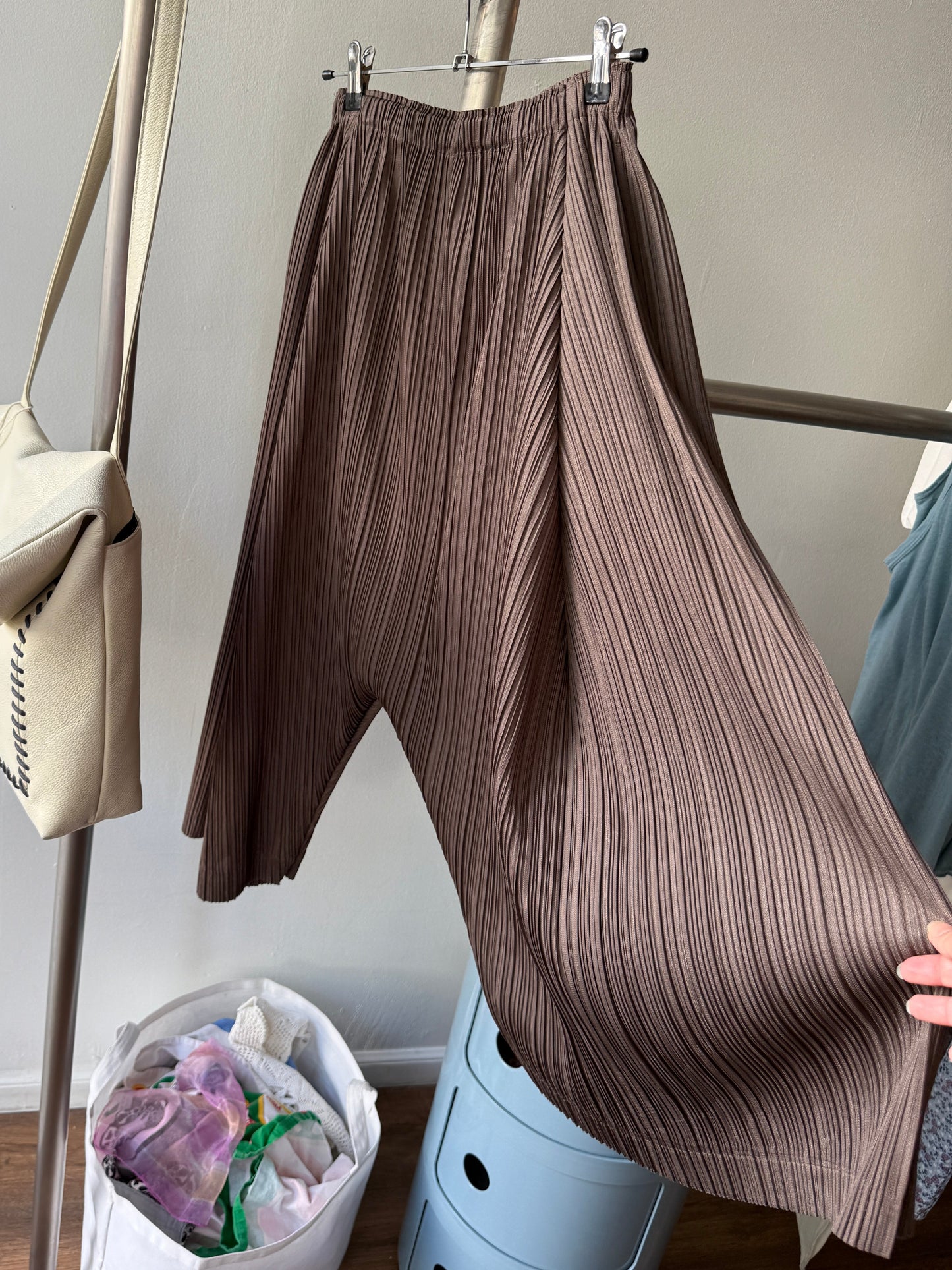 Pleats Please Issey Miyake Sculptural Drop-Crotch Pants