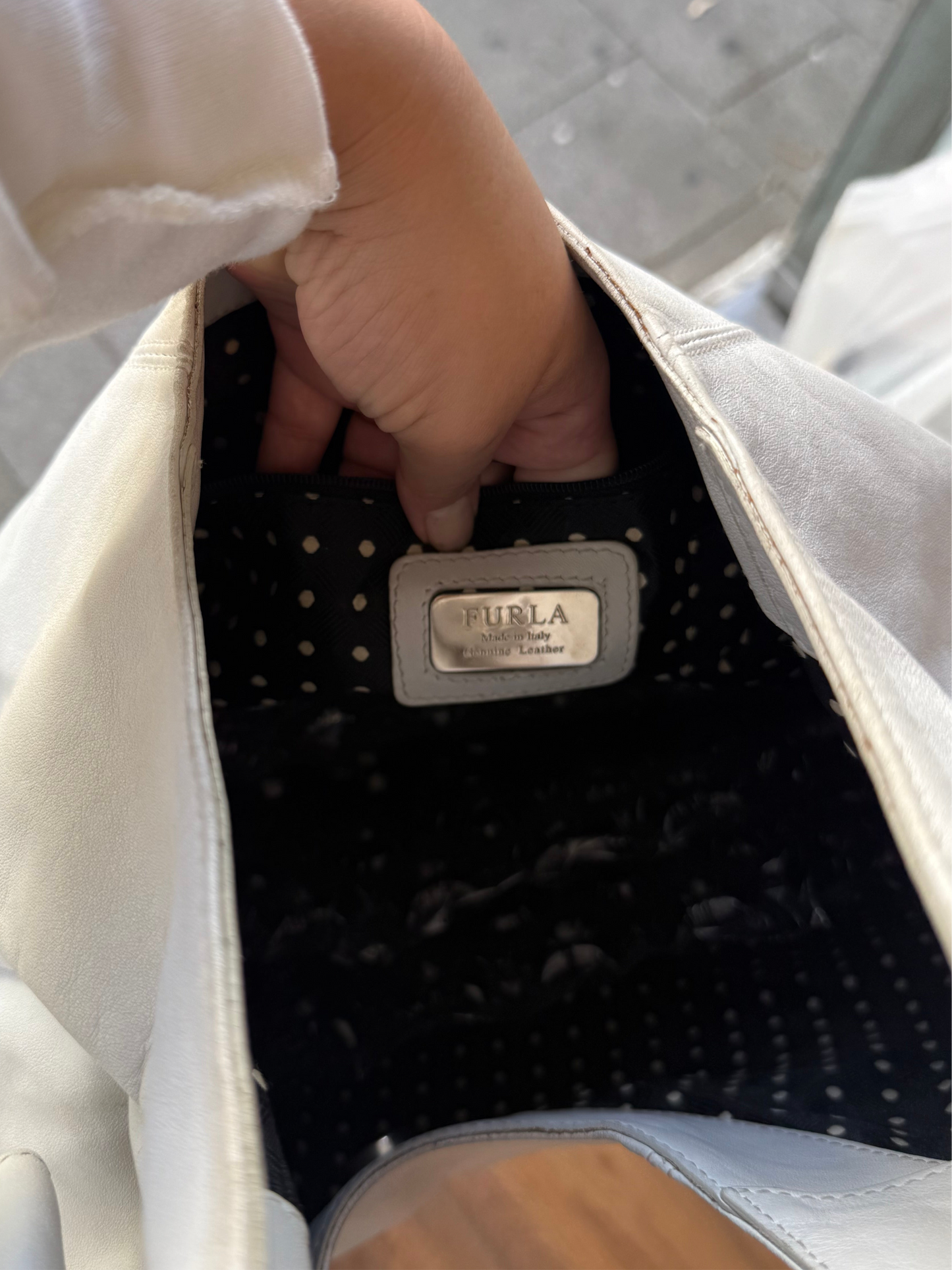 Furla White Leather Hobo Bag