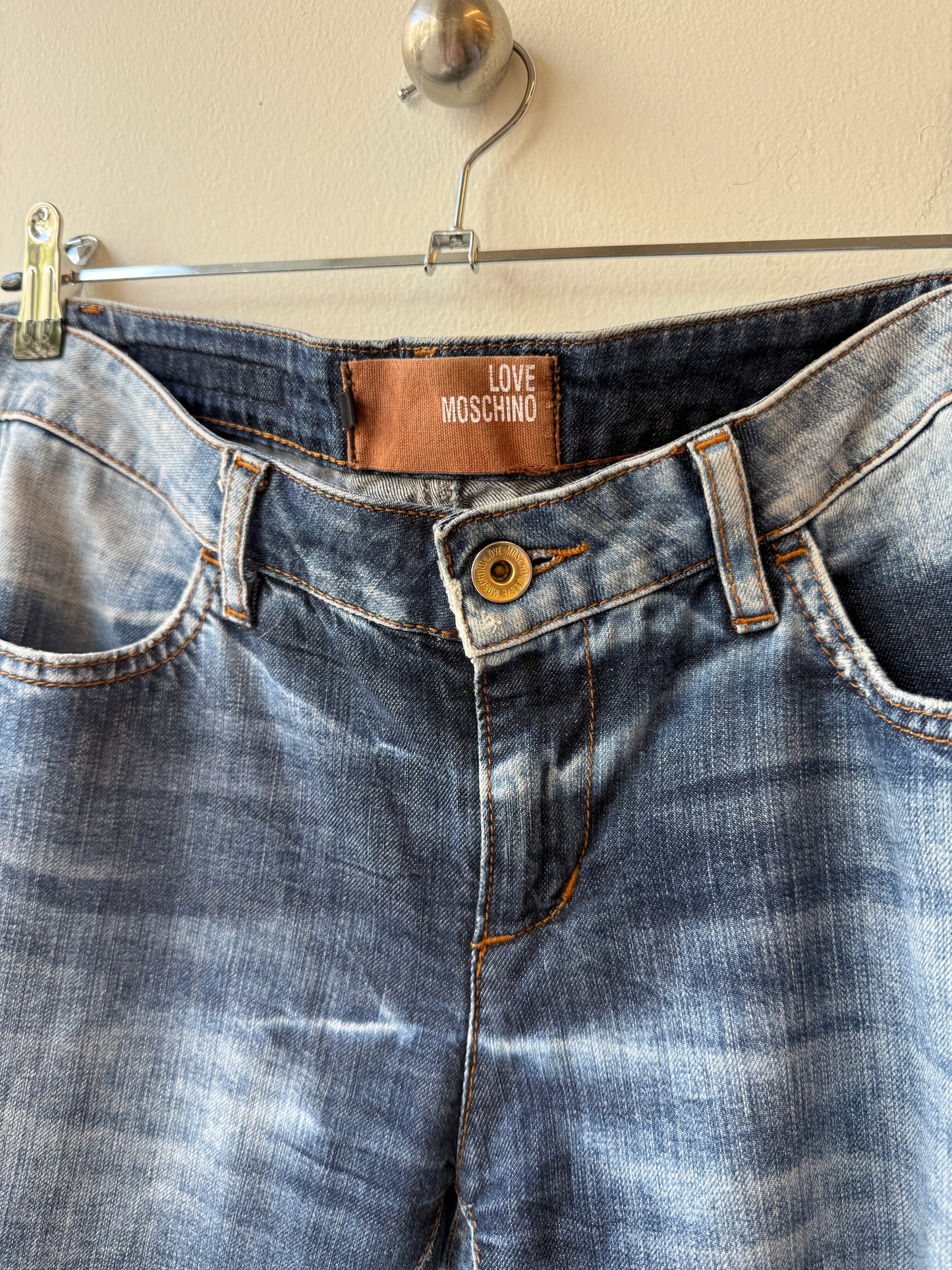 Love Moschino Washed Denim Flare Jeans