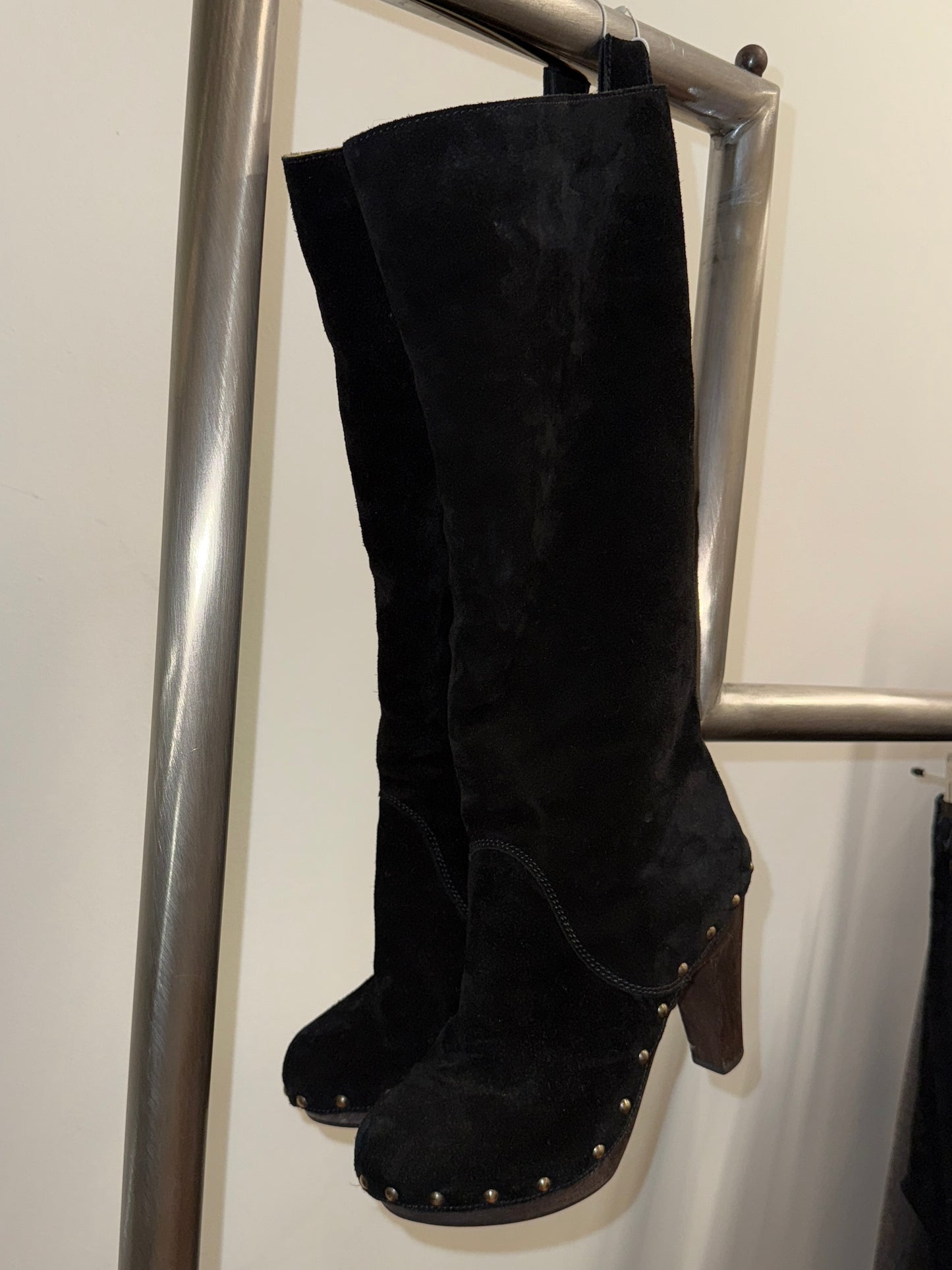 Dolce & Gabbana D&G Suede Studded Heeled Boots Early 2000s