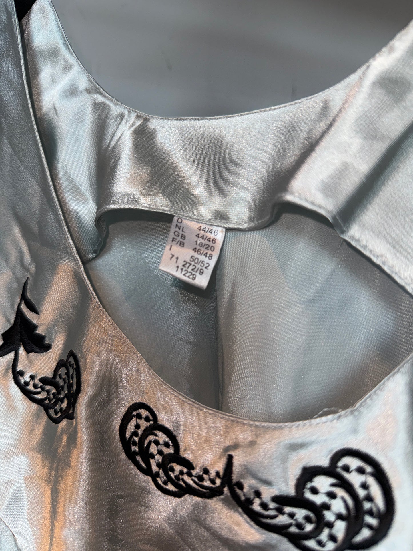 Vintage Satin Embroidered Slip Dress