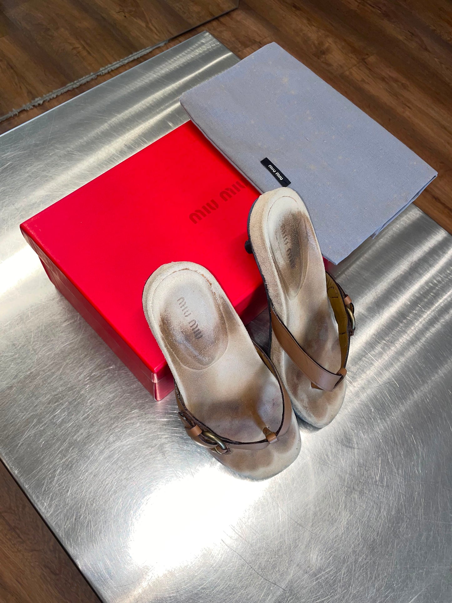 Miu Miu c.2002 leather kitten heel sandals