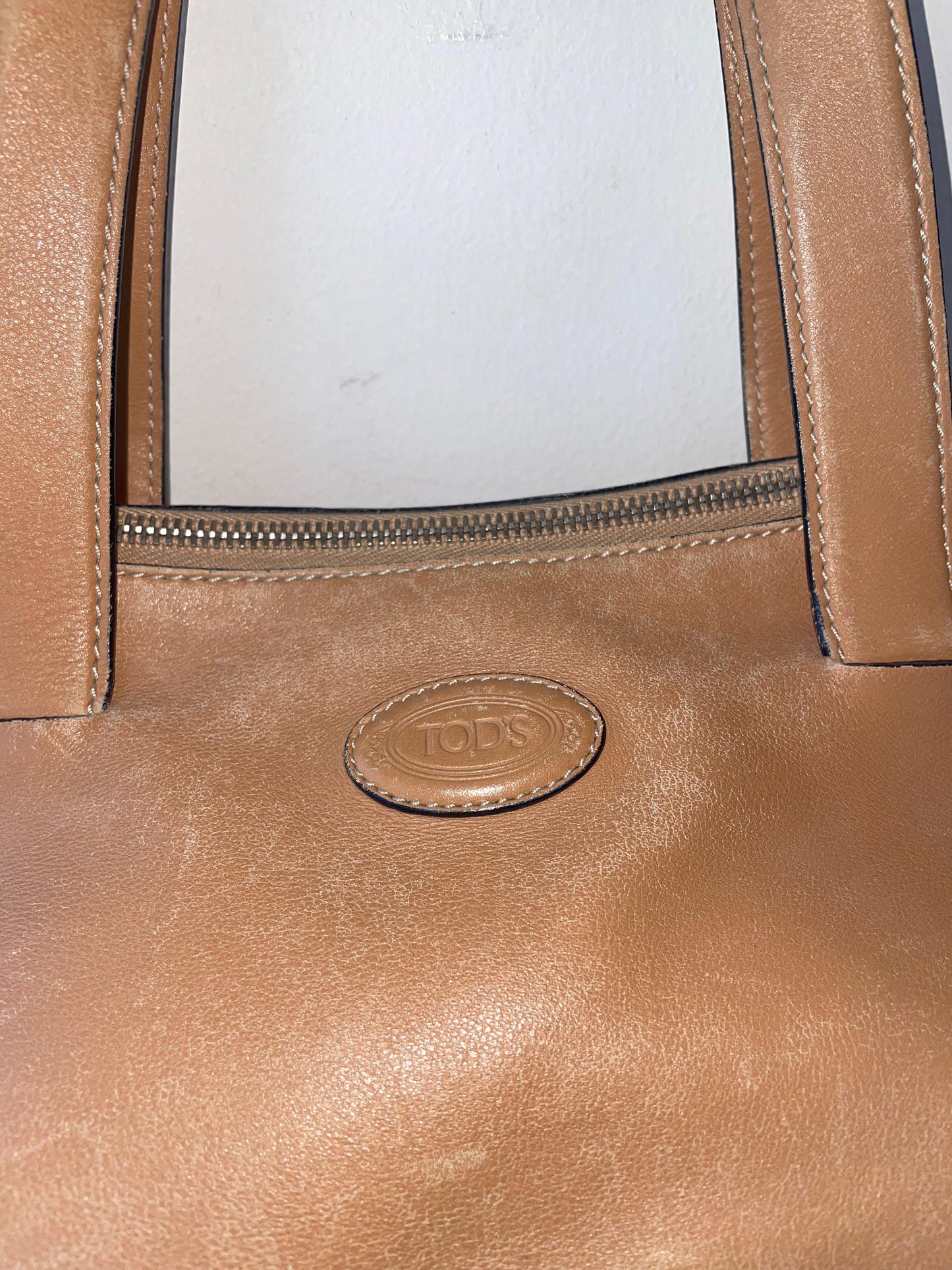 Tod’s Blue Lined Calf Leather Shoulder Bag c. 2000s
