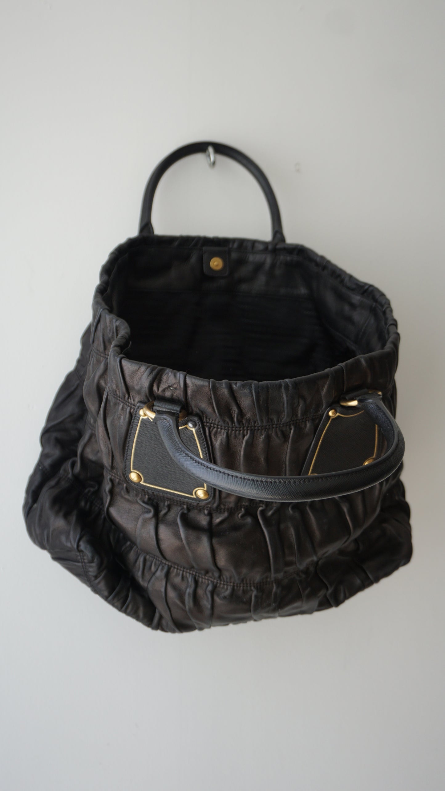 PRADA black nappa gaufre tote