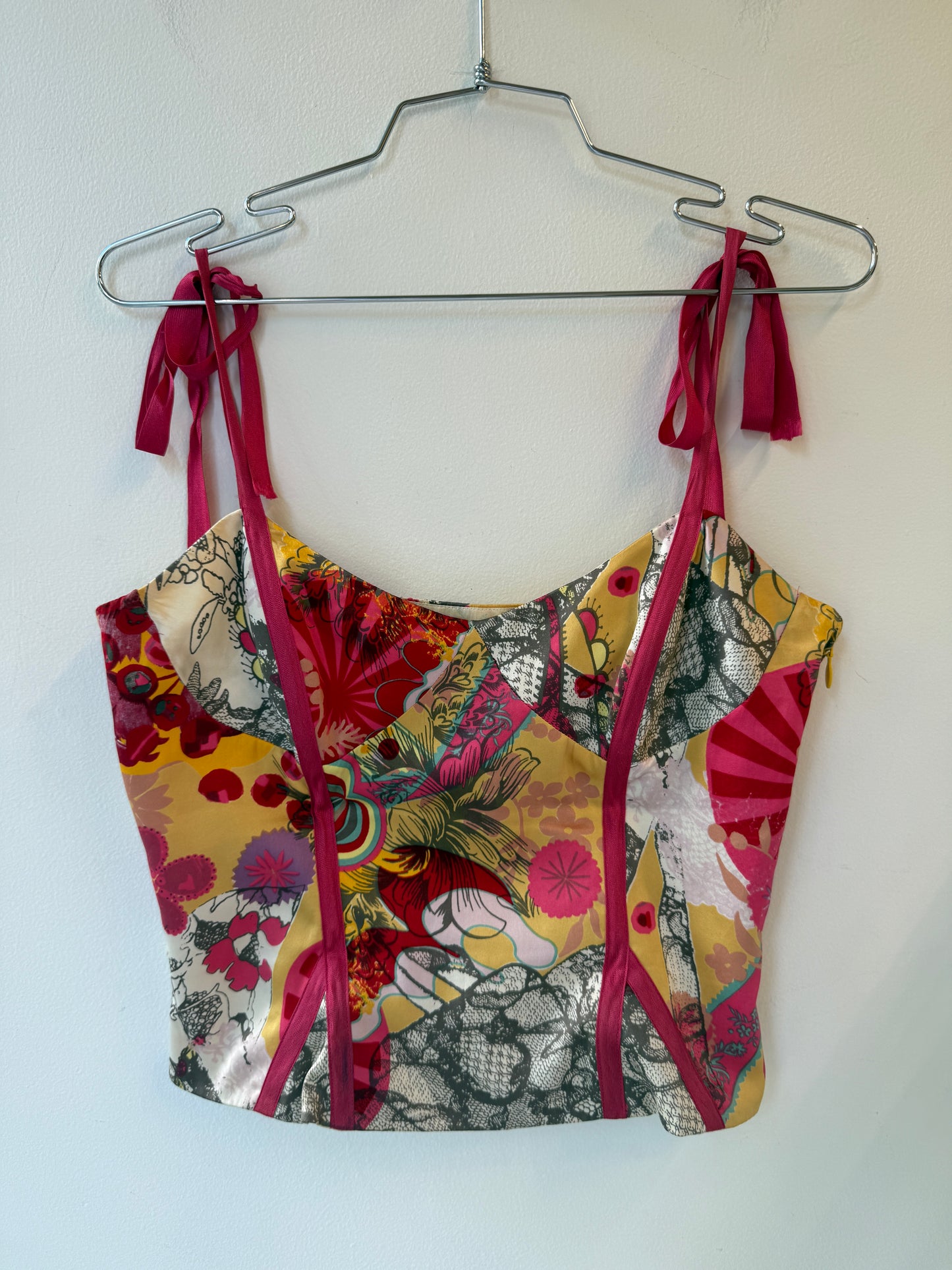 Christian Lacroix Bazar Silk Printed Corset Top – Late 1990s
