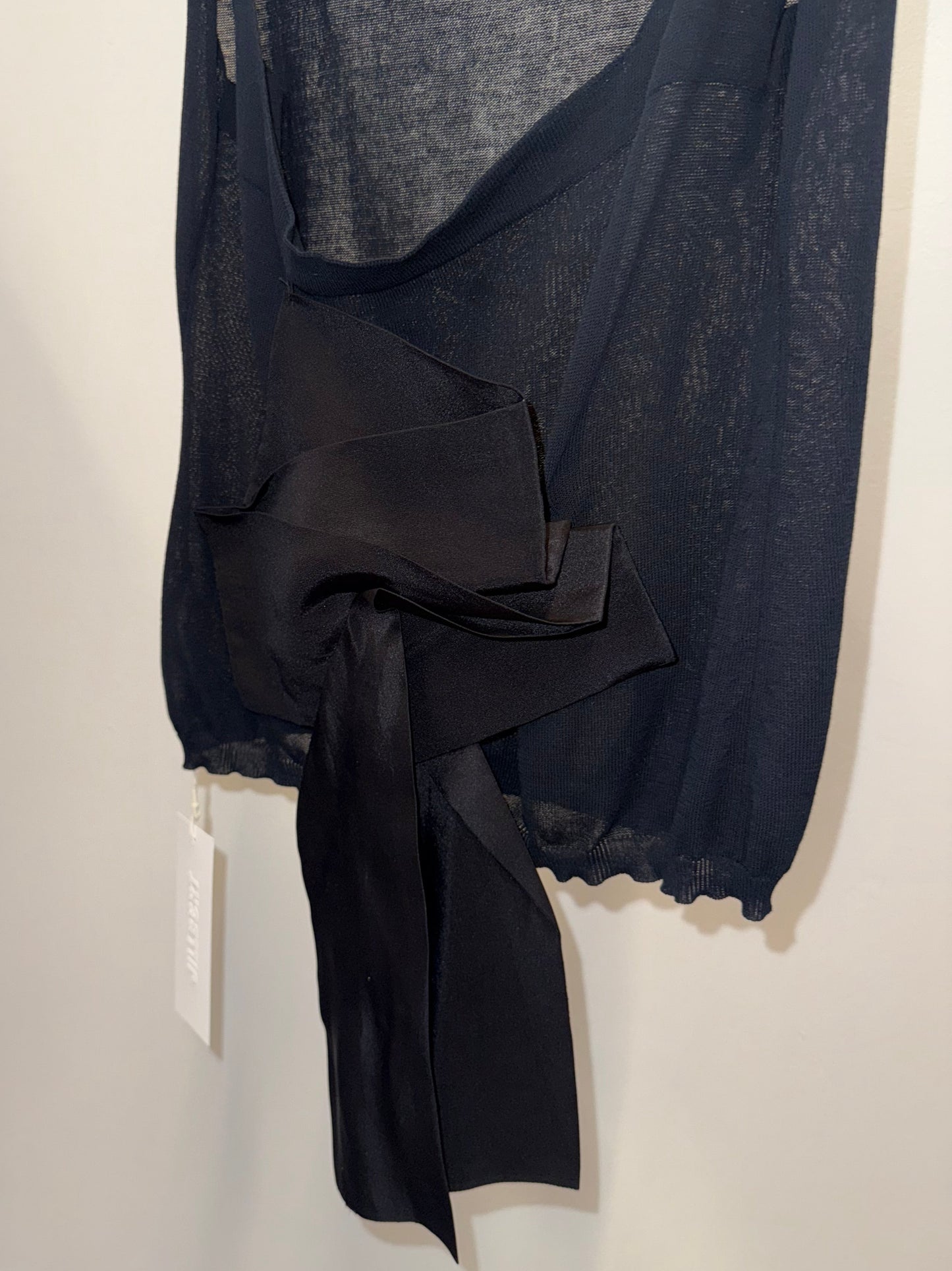LANVIN Wedding Collection — sheer tank with silk bow (black)